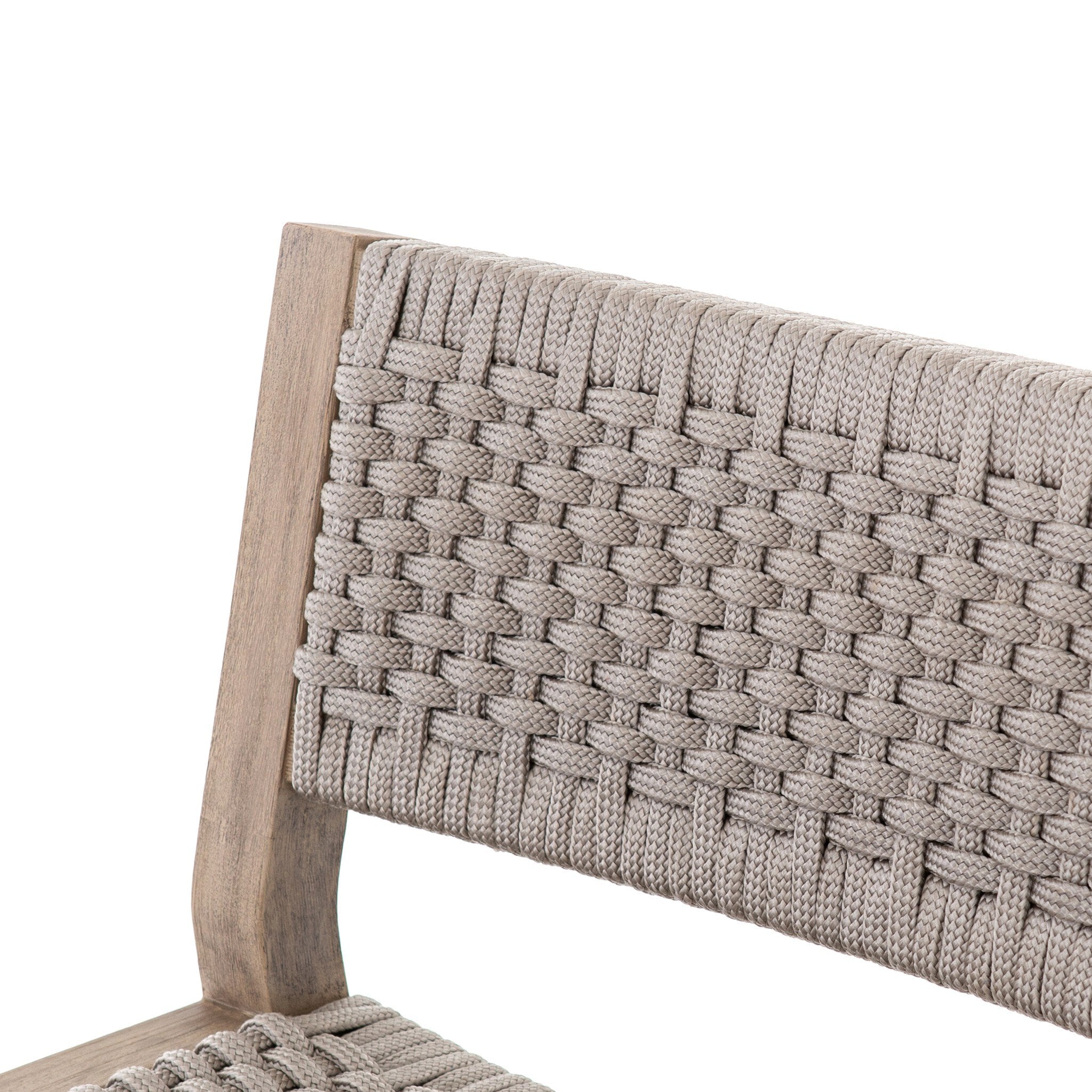 Four Hands Delano Outdoor Bar + Counter Stool — Washed Brown-FSC-Thick Grey Rope-Counter