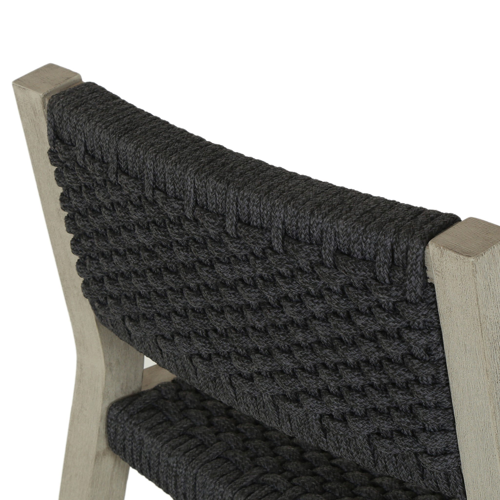 Four Hands Delano Outdoor Bar + Counter Stool — Weathered Grey-FSC-Thick Dark Grey Rope-Counter