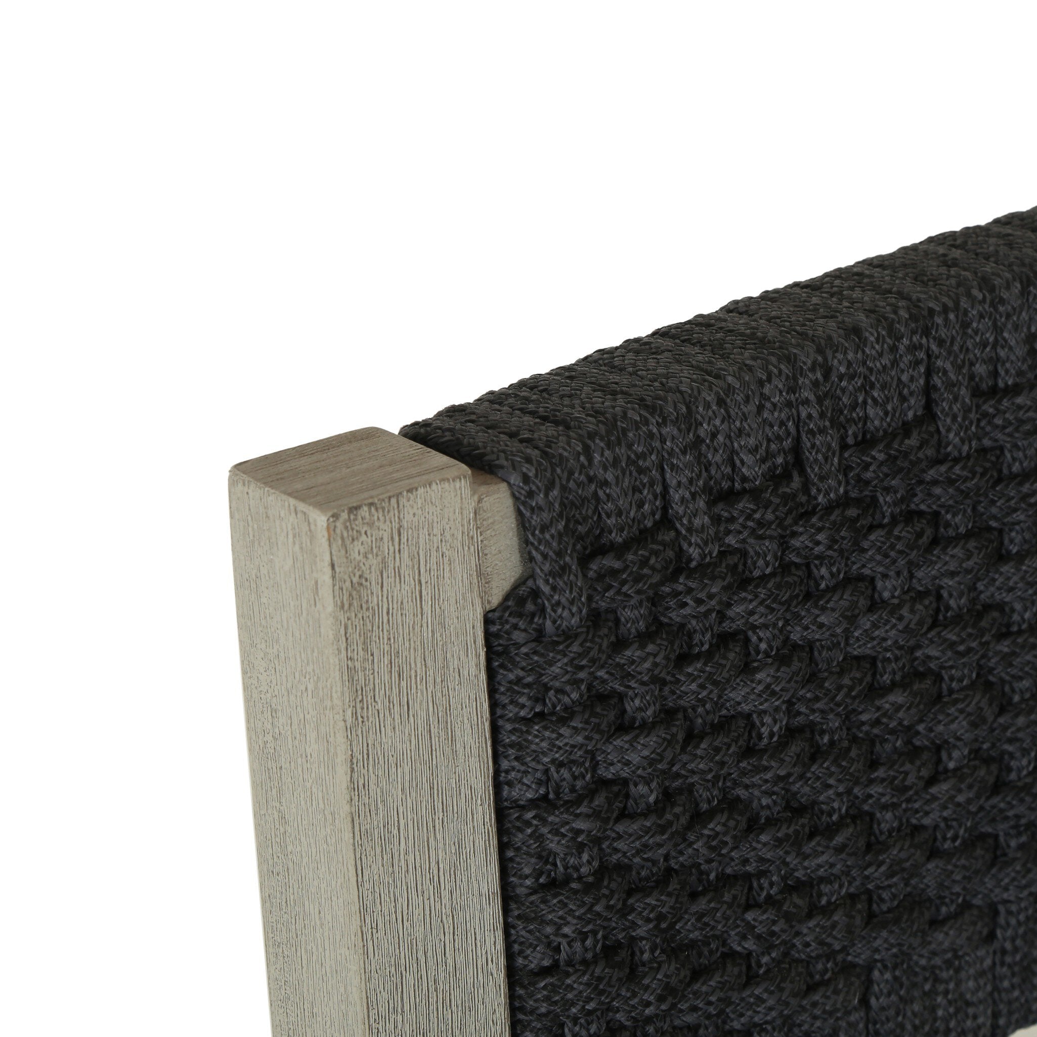 Four Hands Delano Outdoor Bar + Counter Stool — Weathered Grey-FSC-Thick Dark Grey Rope-Counter