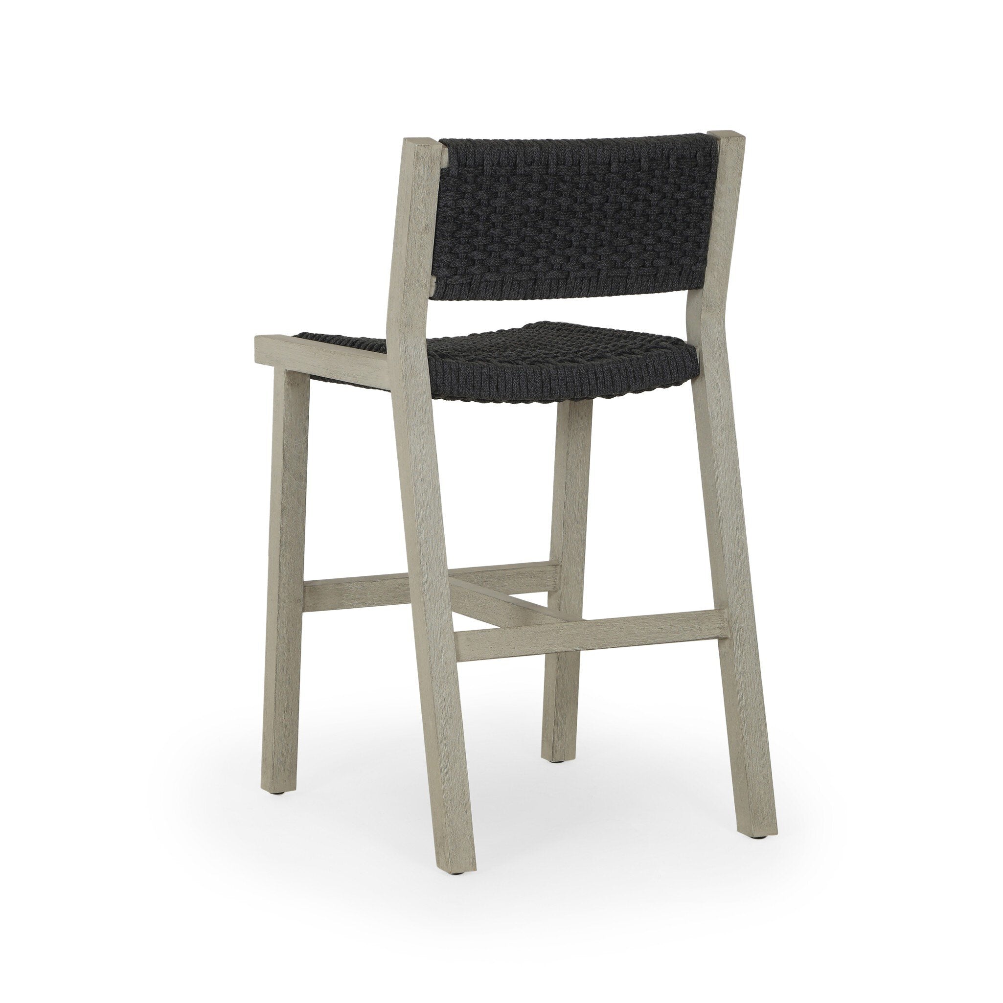 Four Hands Delano Outdoor Bar + Counter Stool — Weathered Grey-FSC-Thick Dark Grey Rope-Counter