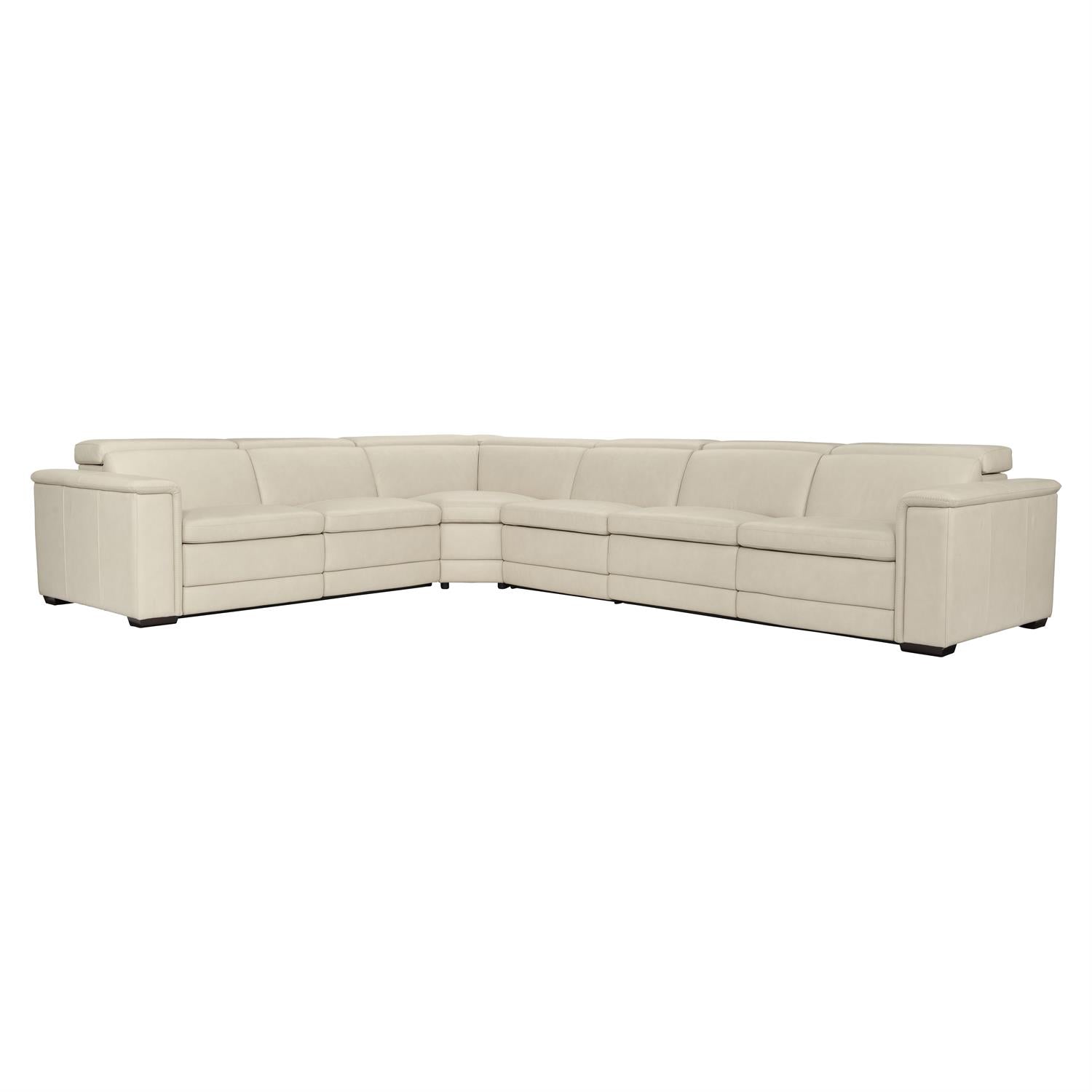 Bernhardt Lioni Leather Power Motion Sectional — 4-Piece, Cream