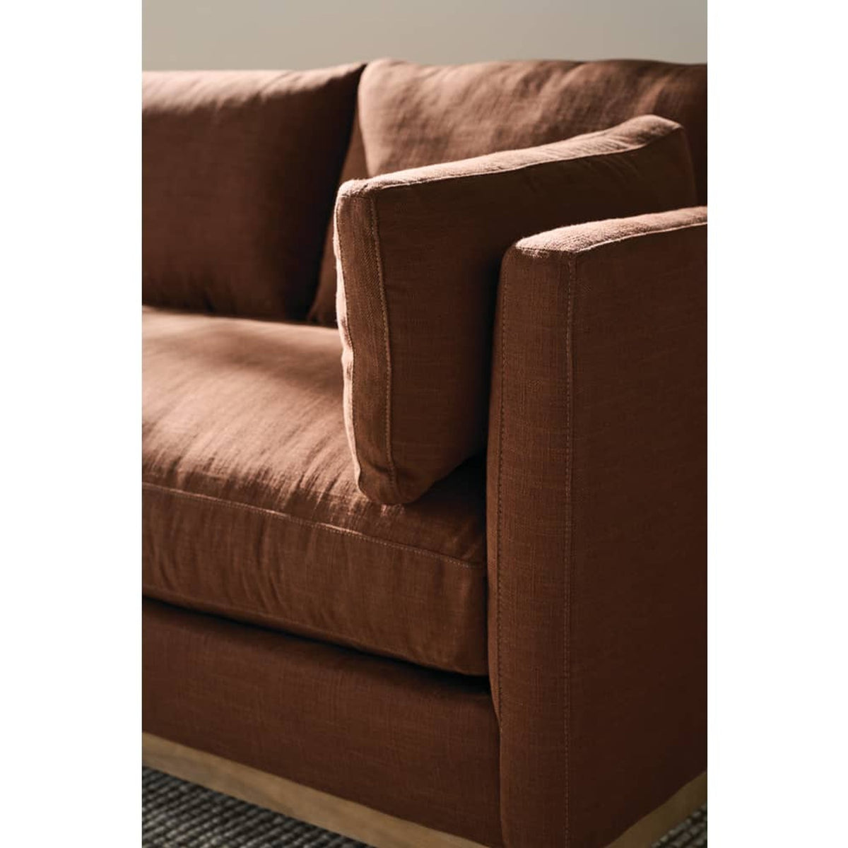 Rowe Furniture Leo 86" Bench Cushion Sofa — Brown - Performance Linen