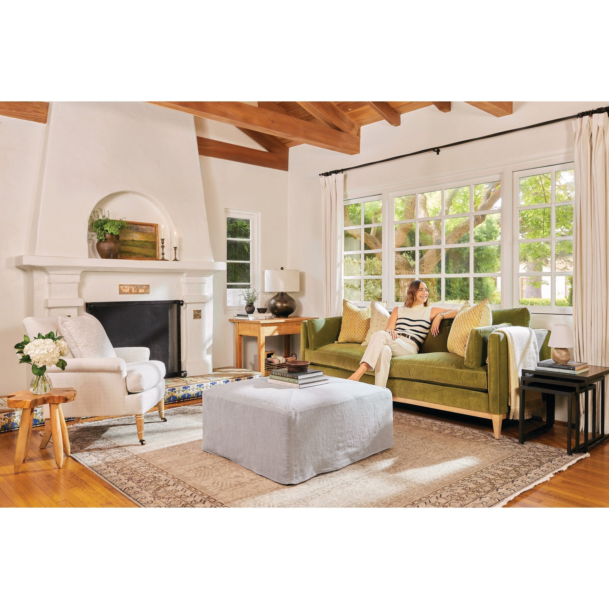 Rowe Furniture Leo Sofa — Olive Velvet