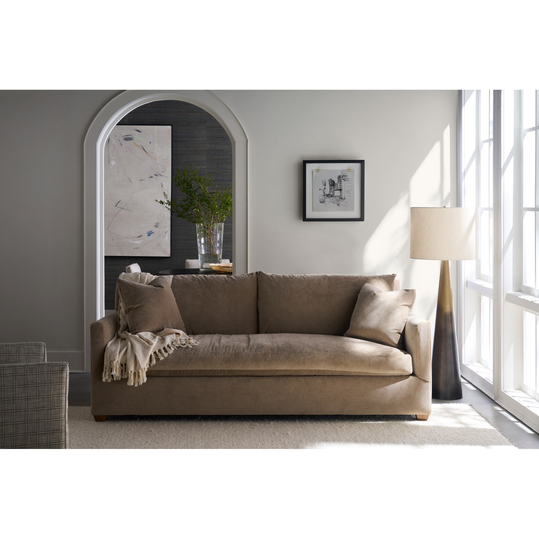 Rowe Furniture Lilah Sofa — Fawn Brushed Velvet