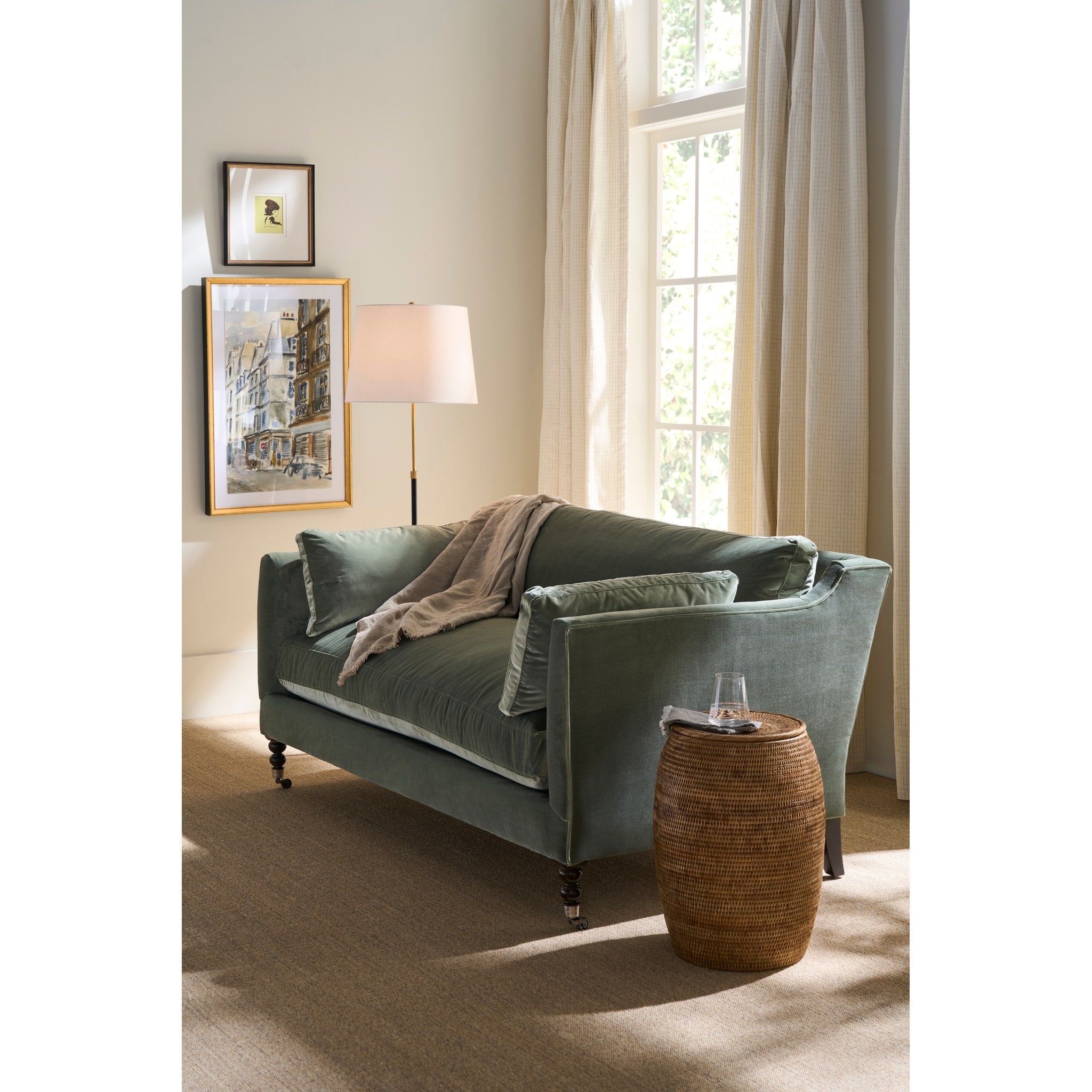 Rowe Furniture Madeline Sofa — 71" — Antiqued Moss Velvet