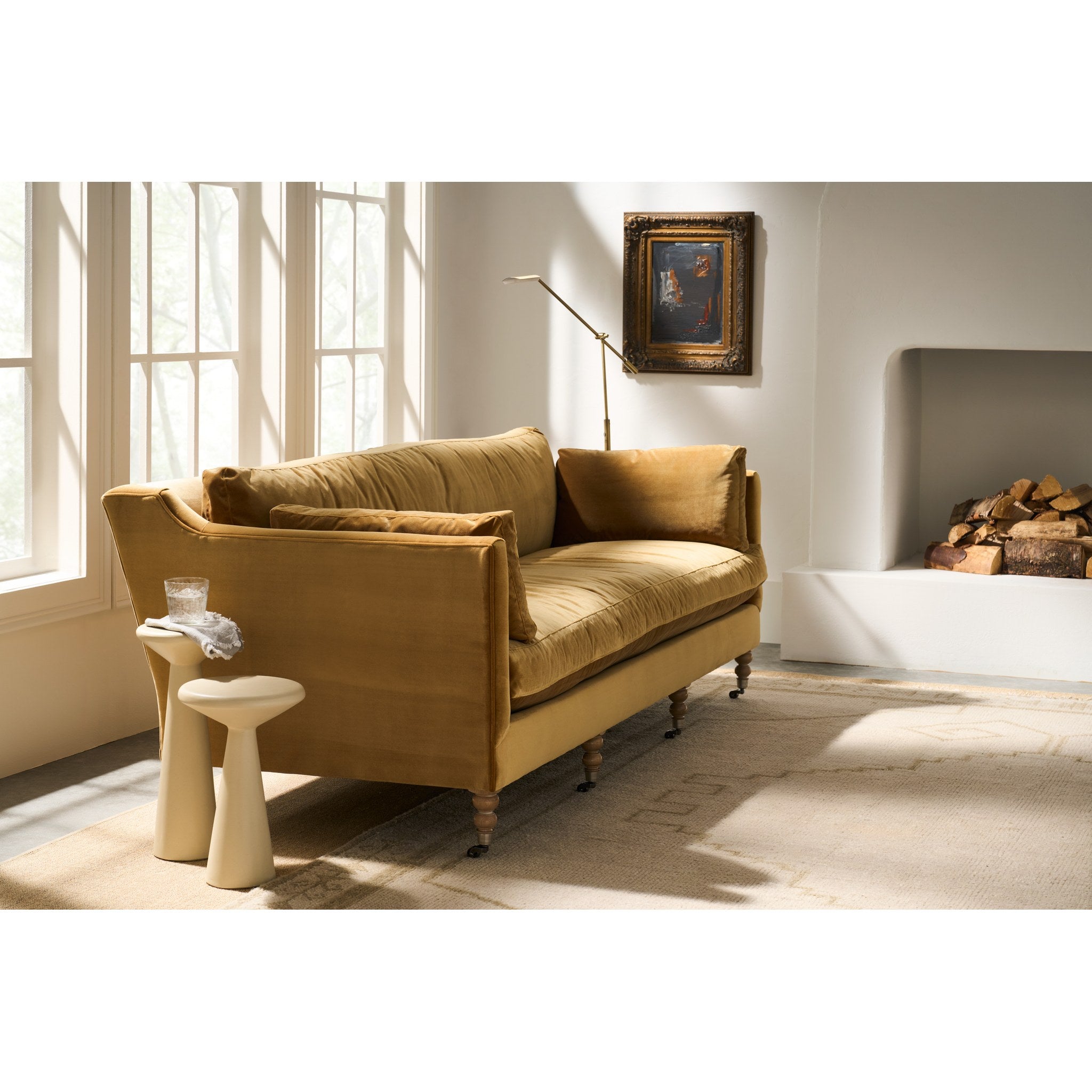 Rowe Furniture Madeline Sofa — 90" — Antiqued Amber Velvet