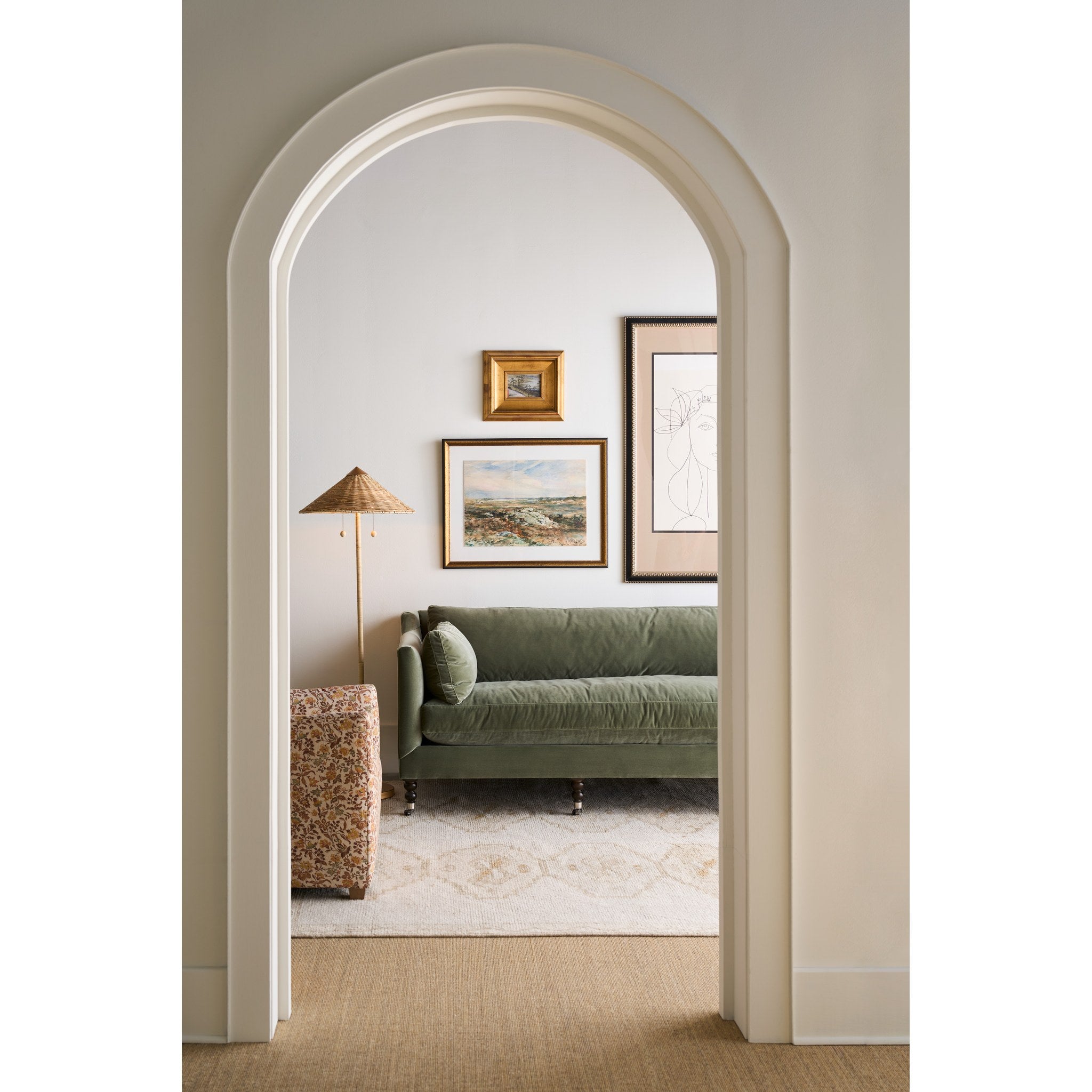 Rowe Furniture Madeline Sofa — 90" — Antiqued Moss Velvet