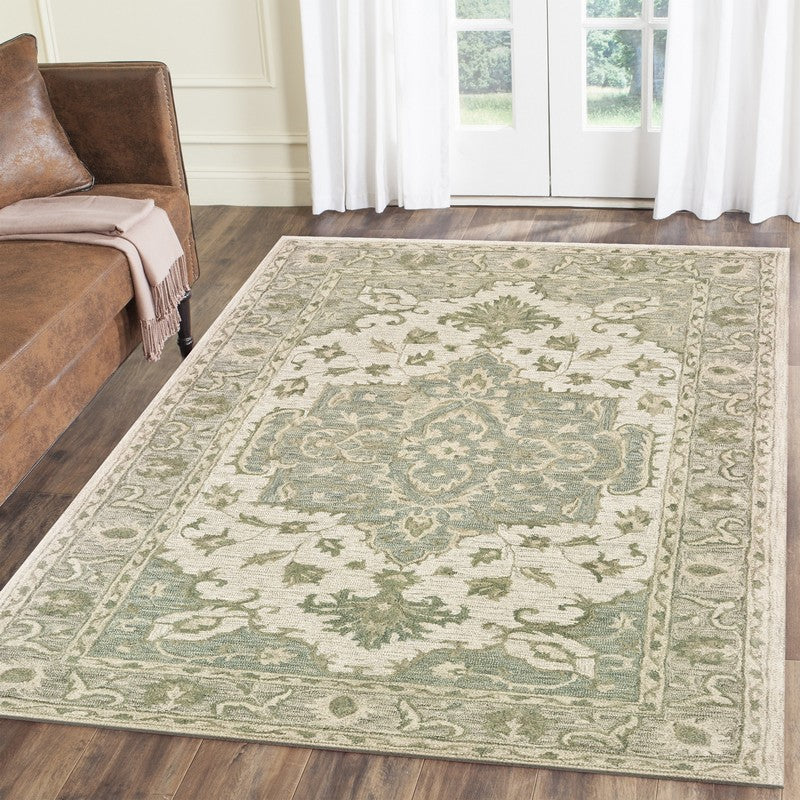 LR Home Modern Traditions Rug — Sea Green / Gray