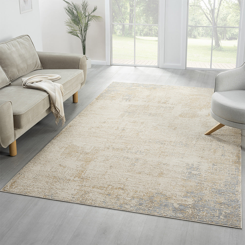 LR Home Monaco Rug — Beige/Stone Blue