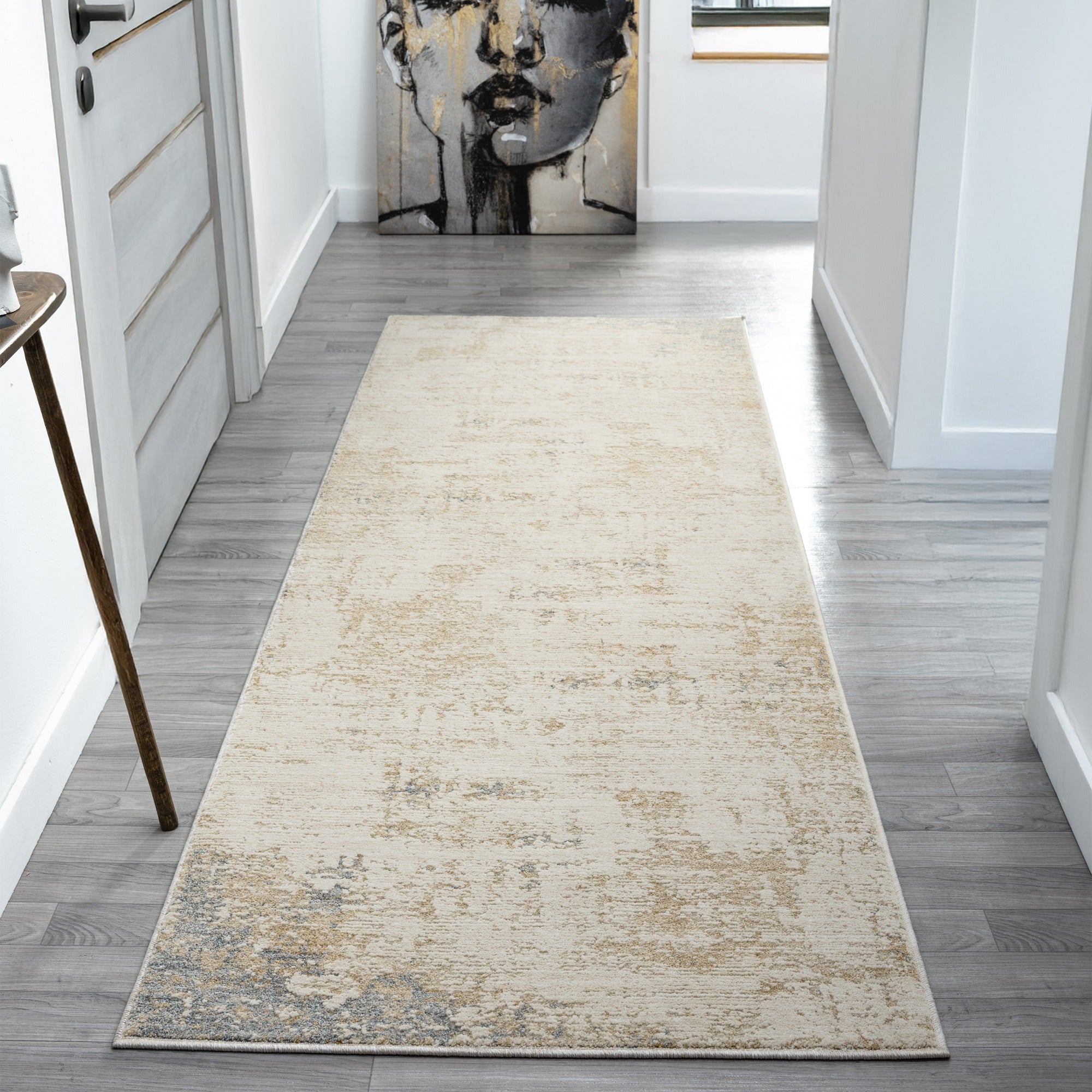 LR Home Monaco Rug — Beige/Stone Blue