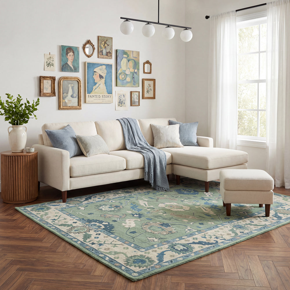 LR Home Pallor Rug — Green / Cream
