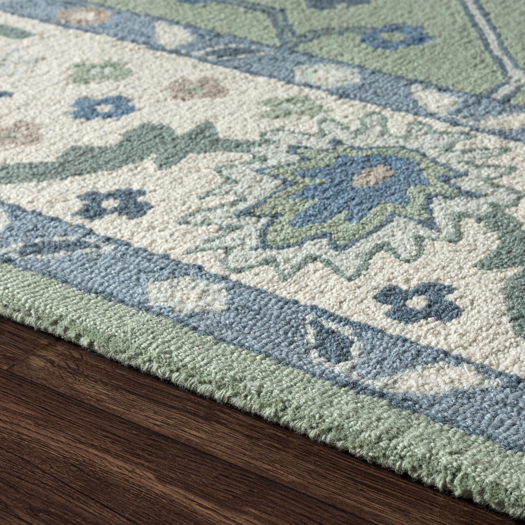 LR Home Pallor Rug — Green / Cream