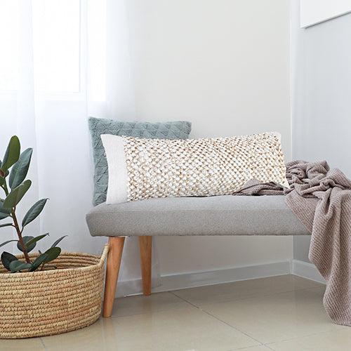 LR Home Reed Pillow — White / Natural (07734)