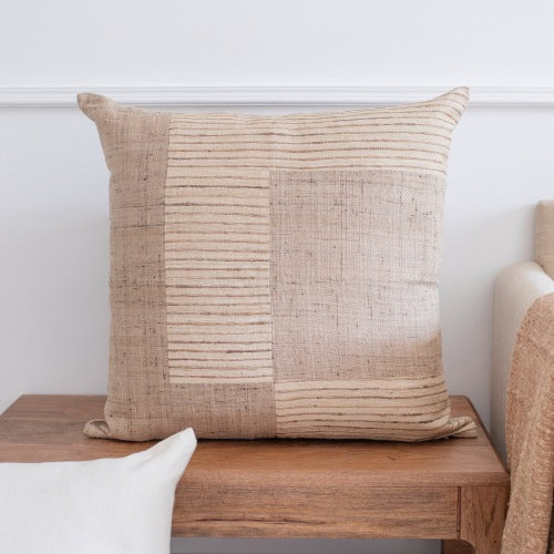 LR Home Linen & Silk Pillow — Natural / Cream