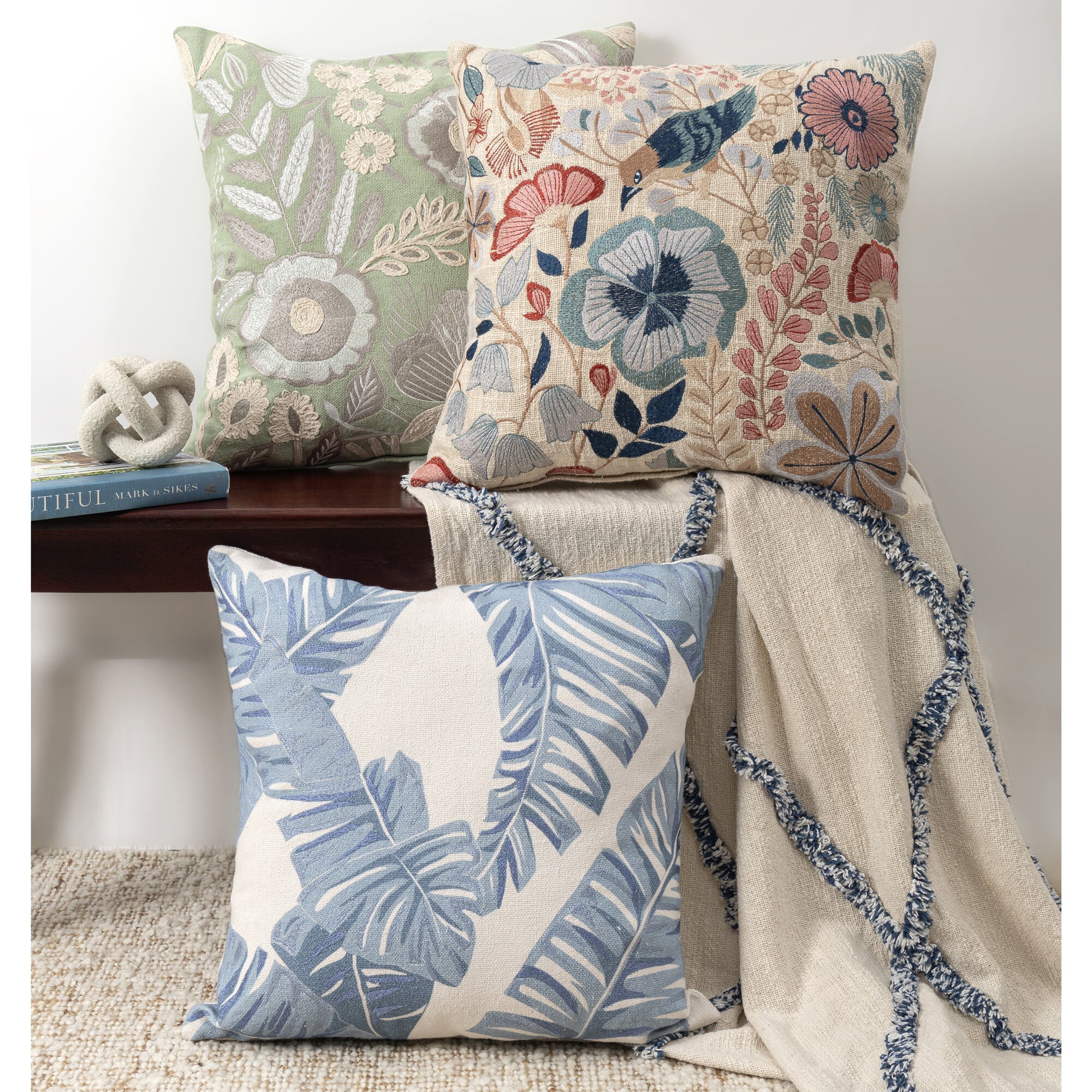 LR Home Woodland Pillow — Ivory Multi