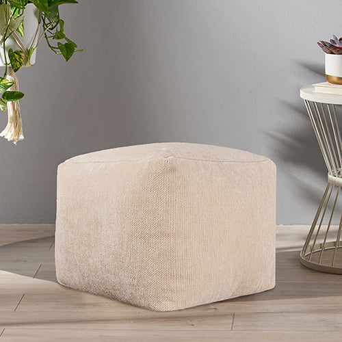 LR Home Taj Pouf — Ivory