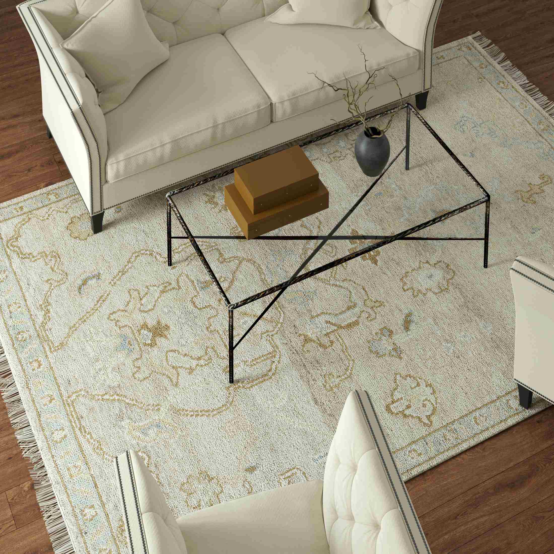 LR Home Senneh Rug — Wheat/Blue