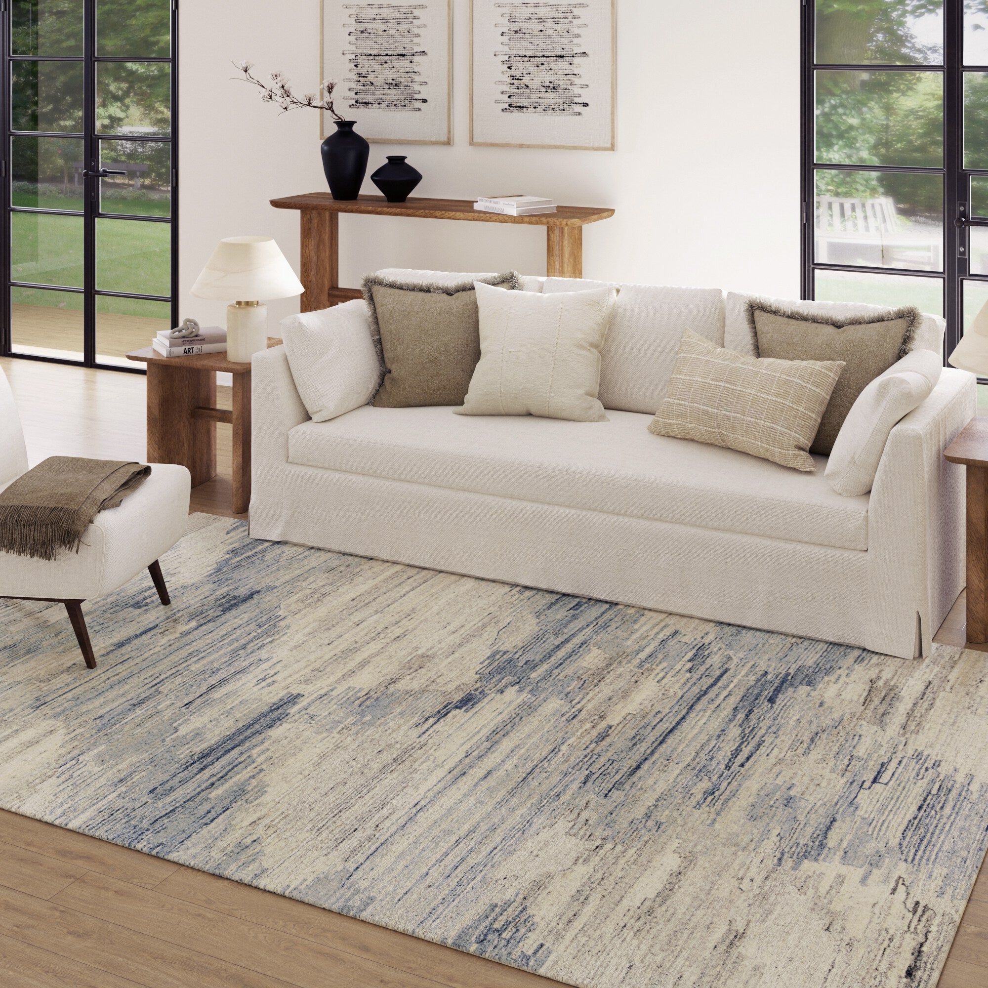 LR Home Stria Rug — Blue / Gray