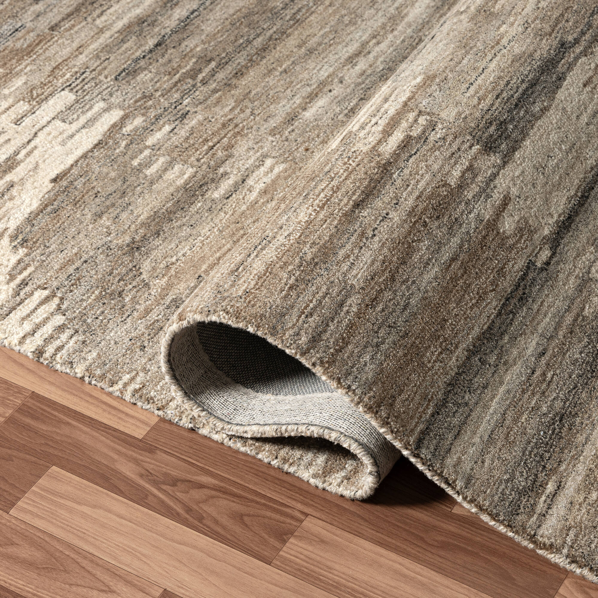 LR Home Stria Rug — Brown / Beige