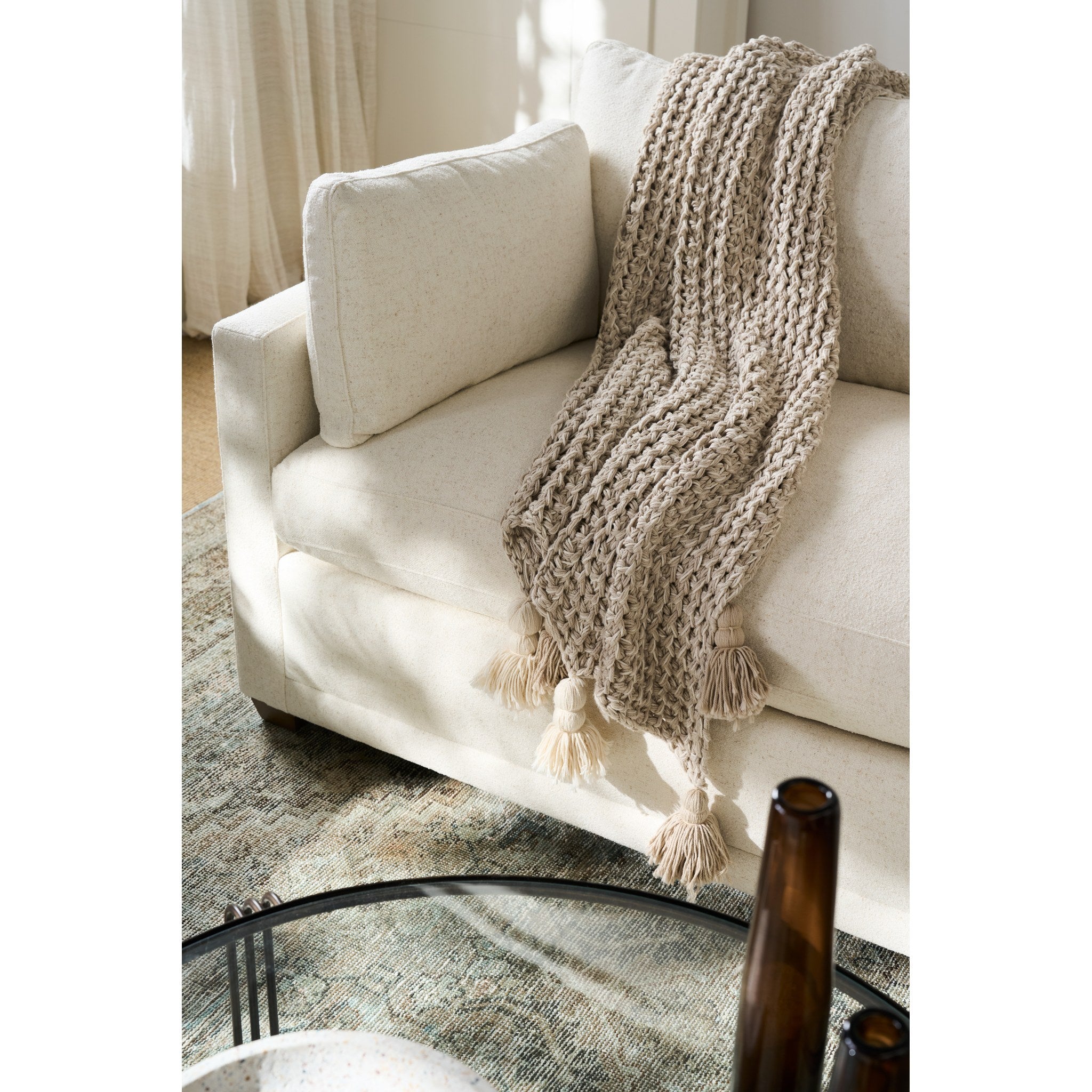 Rowe Furniture Sylvie Bench Cushion Sofa — Bone White - Chenille