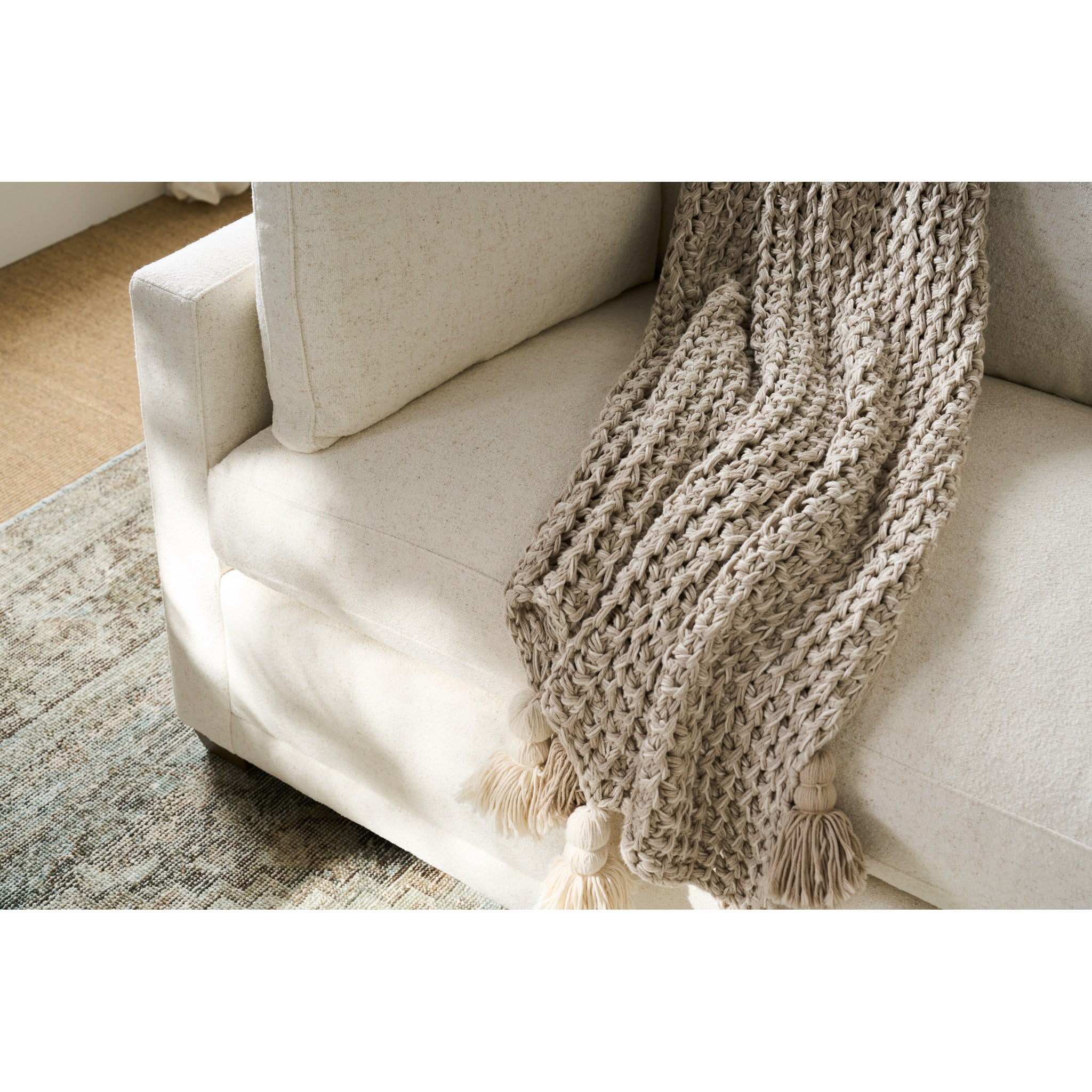 Rowe Furniture Sylvie Bench Cushion Sofa — Bone White - Chenille