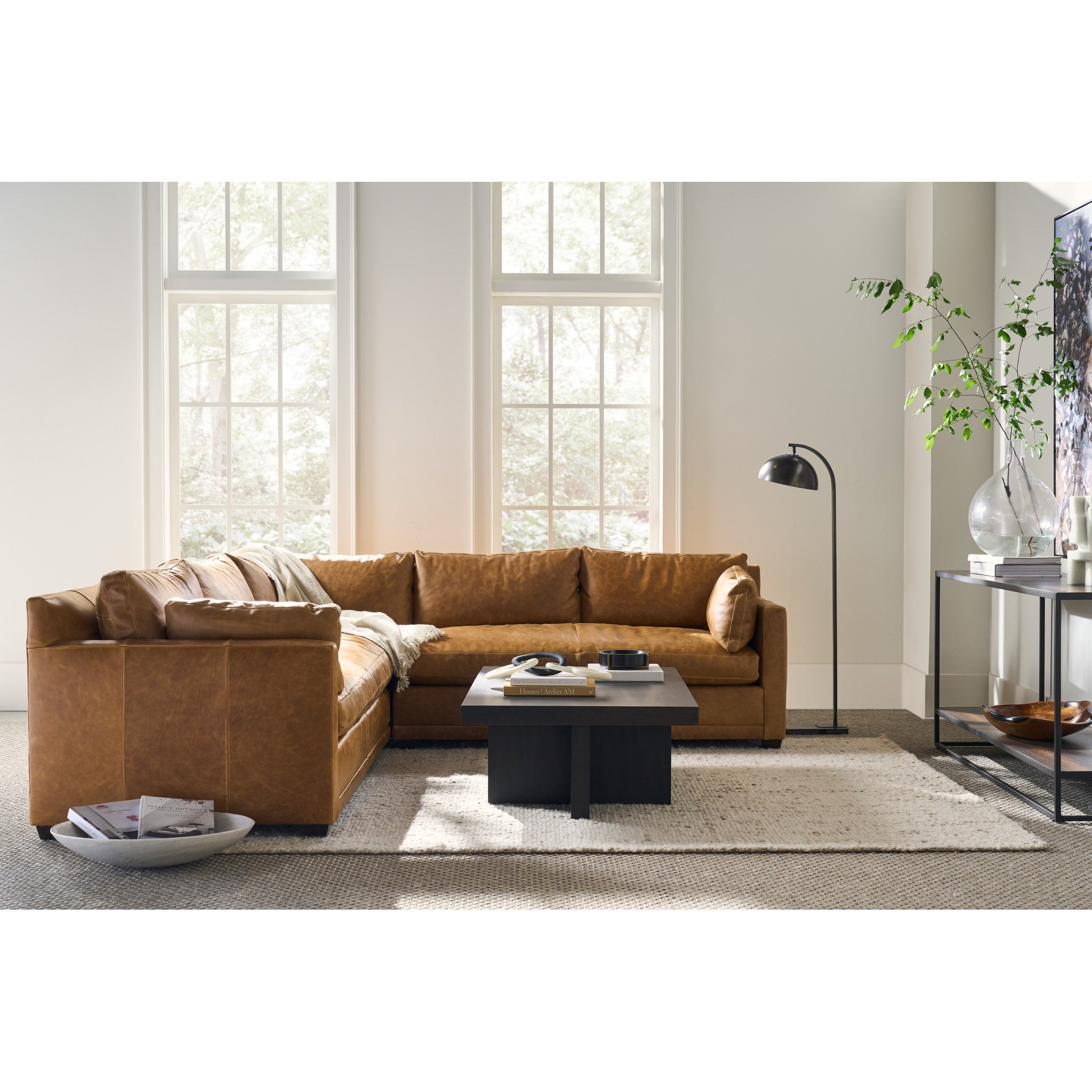 Rowe Furniture Sylvie 2-Piece Leather Sectional — Orange