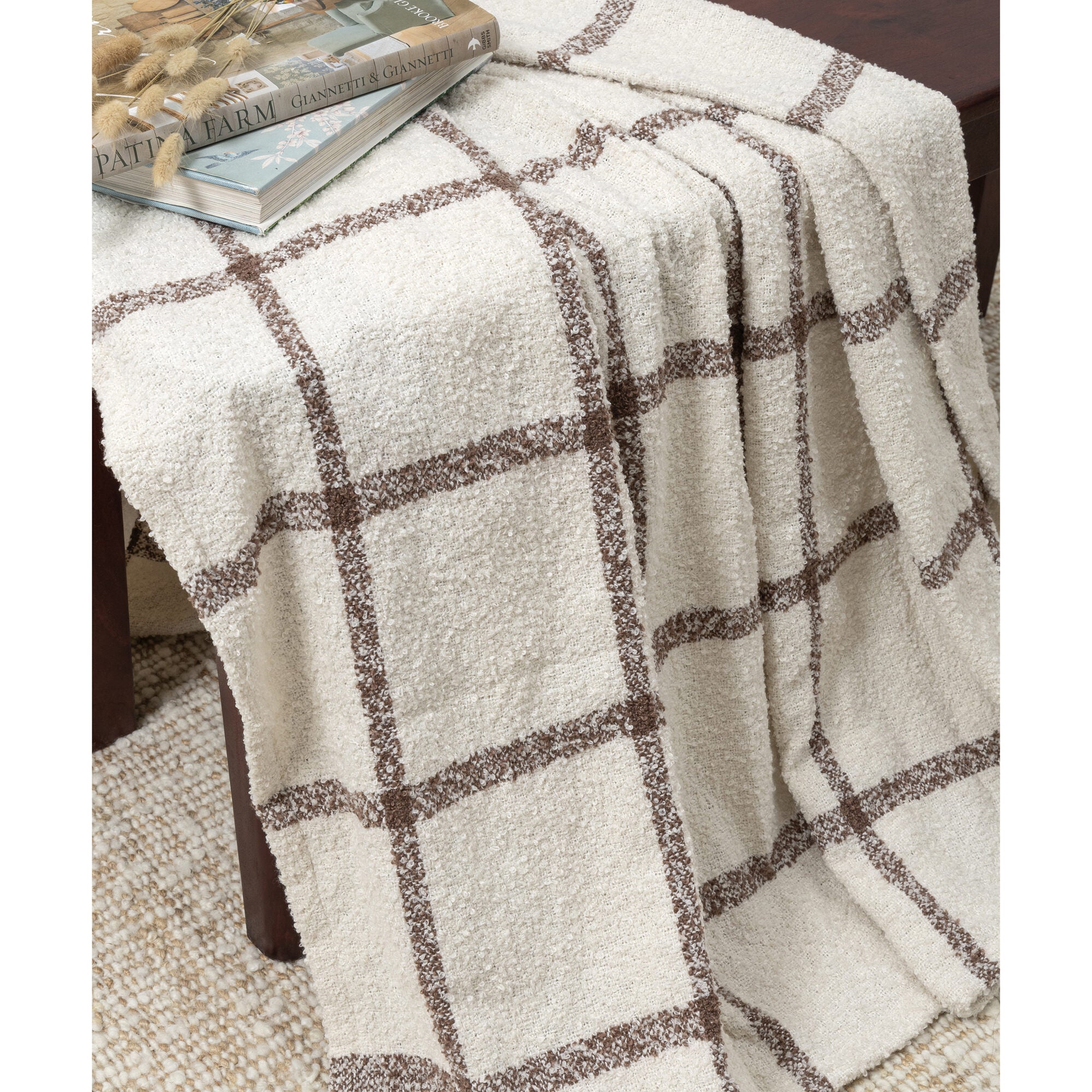LR Home Lattice Throw — Ivory / Brown