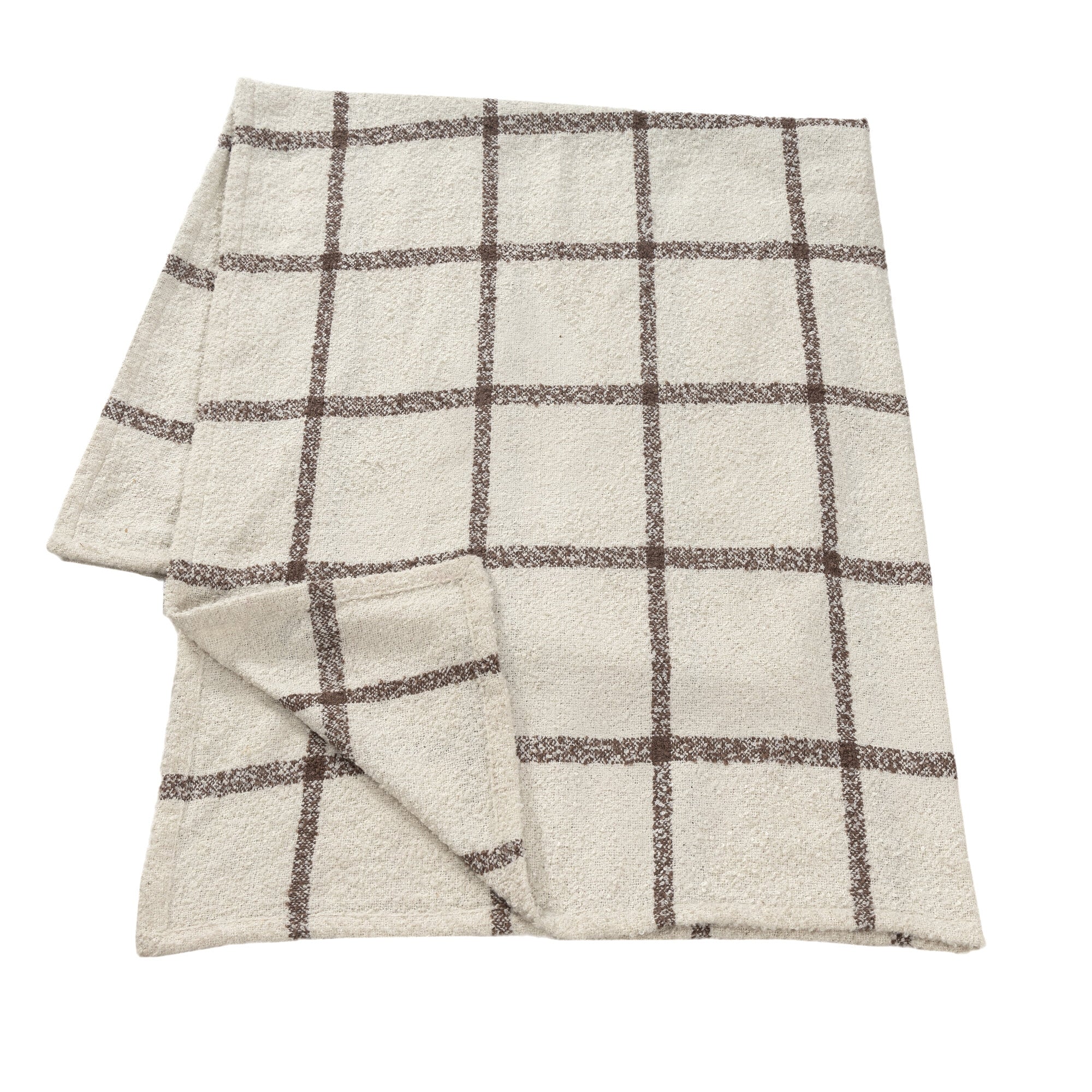 LR Home Lattice Throw — Ivory / Brown