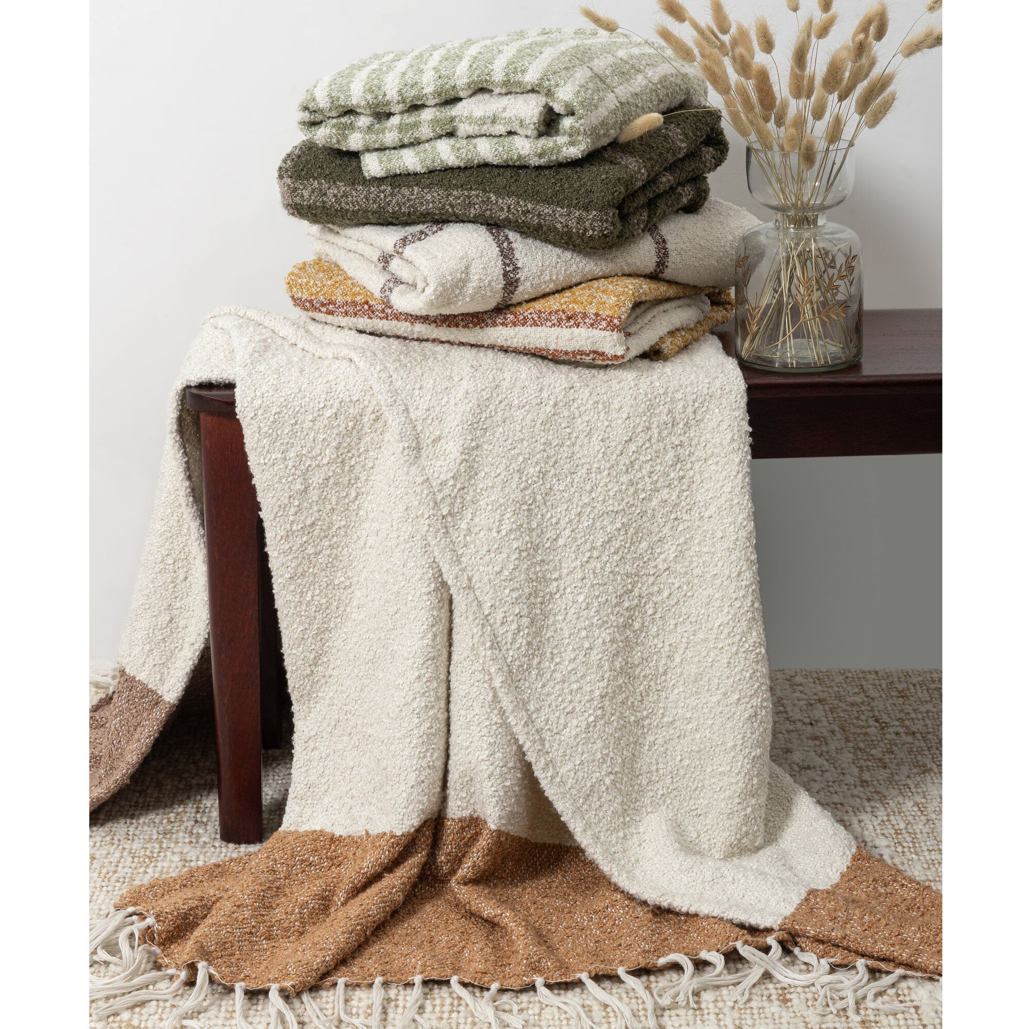 LR Home Lattice Throw — Ivory / Brown