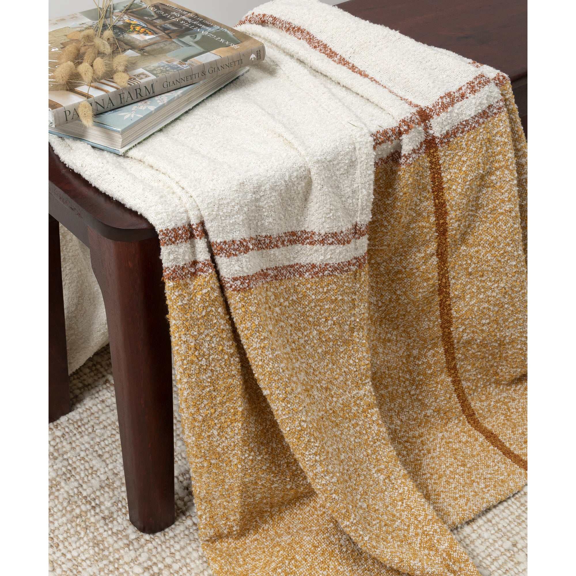 LR Home Lattice Throw — Ivory Mustard