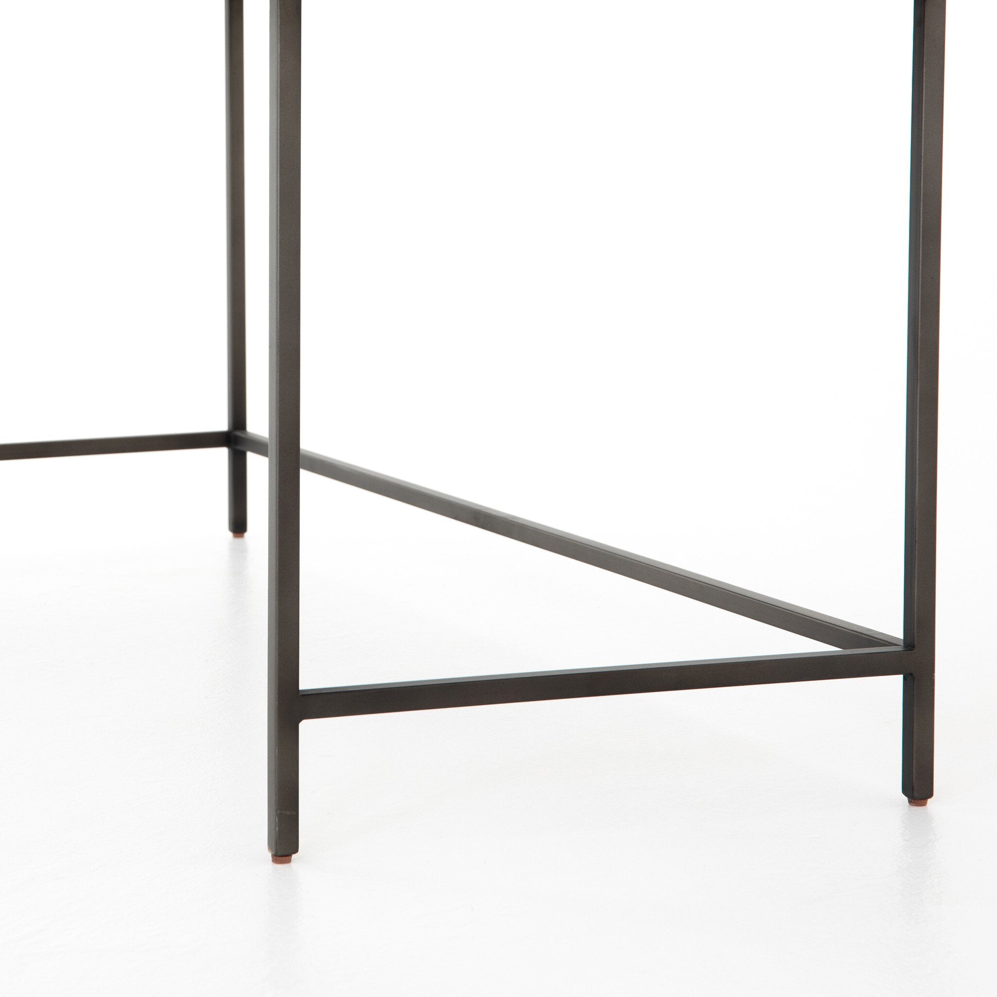Four Hands Trey Modular Writing Desk — Auburn Poplar-Natural Iron-Black Leather