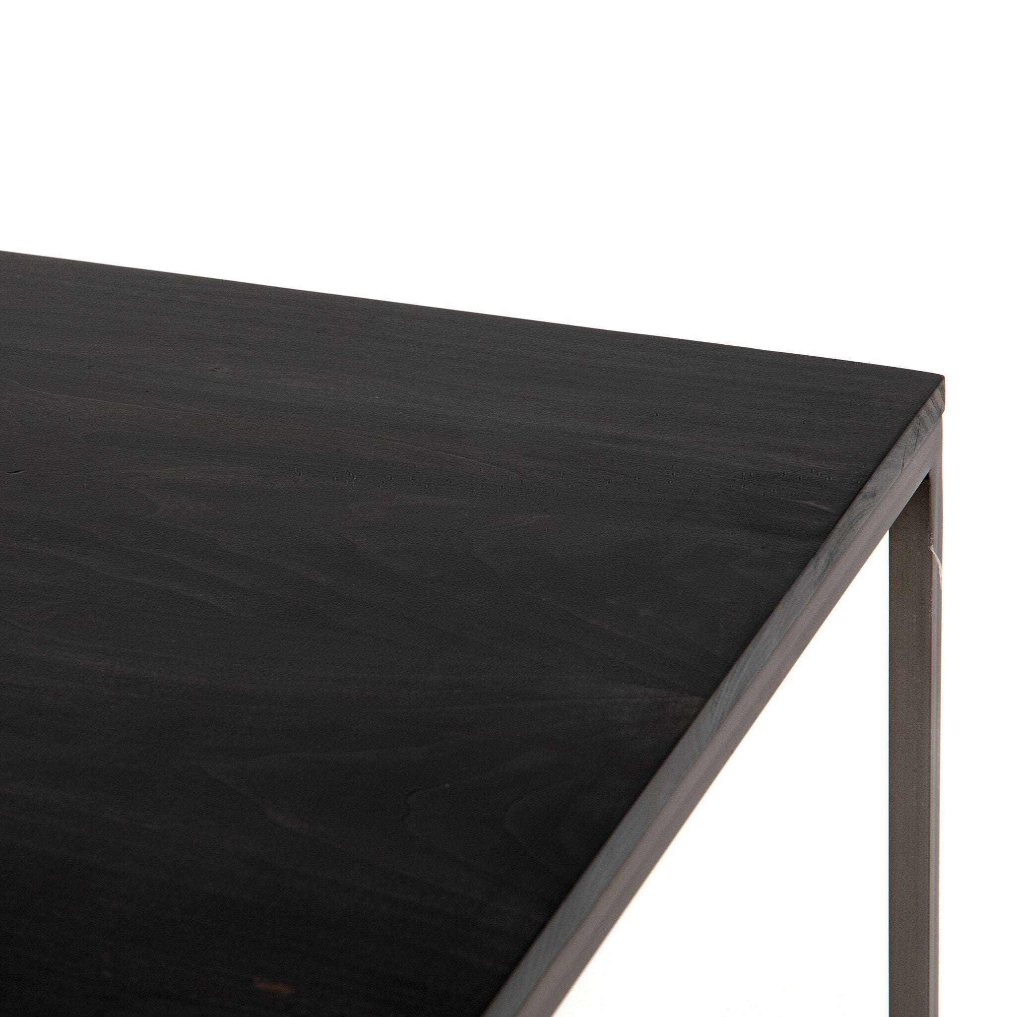 Four Hands Trey Modular Corner Desk — Black Wash Poplar-Natural Iron