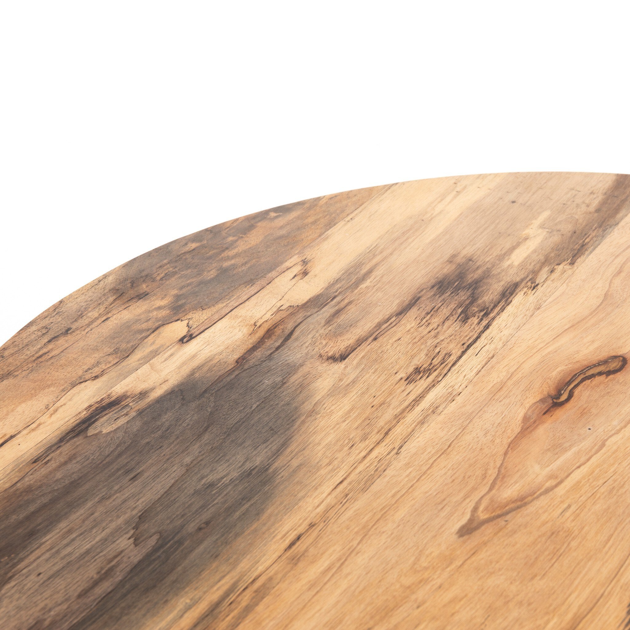 Four Hands Hudson Round Coffee Table — Spalted Primavera-Black Pine