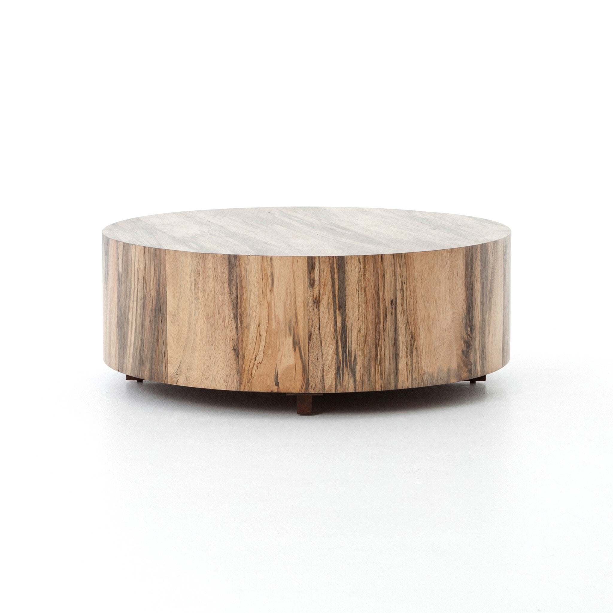 Four Hands Hudson Round Coffee Table — Spalted Primavera-Black Pine