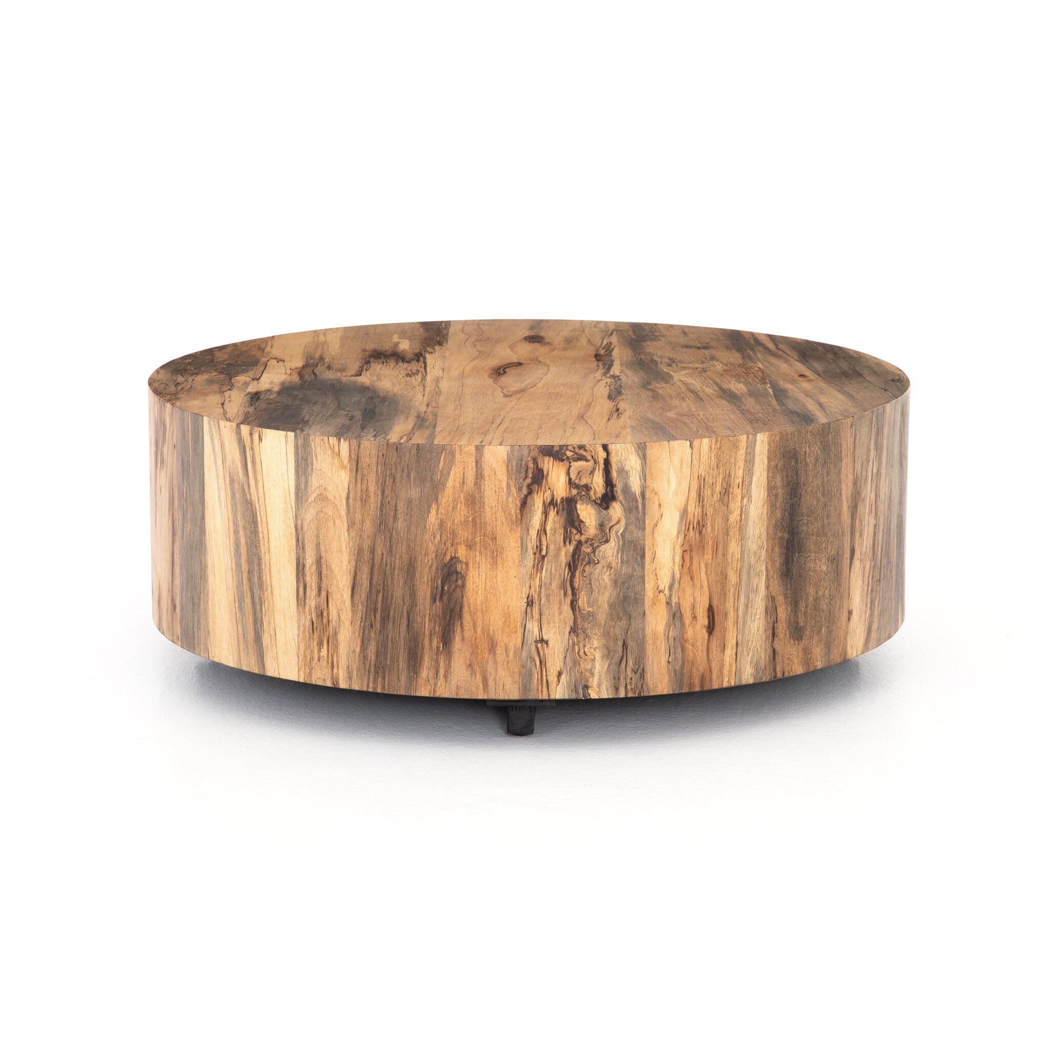 Four Hands Hudson Round Coffee Table — Spalted Primavera-Black Pine