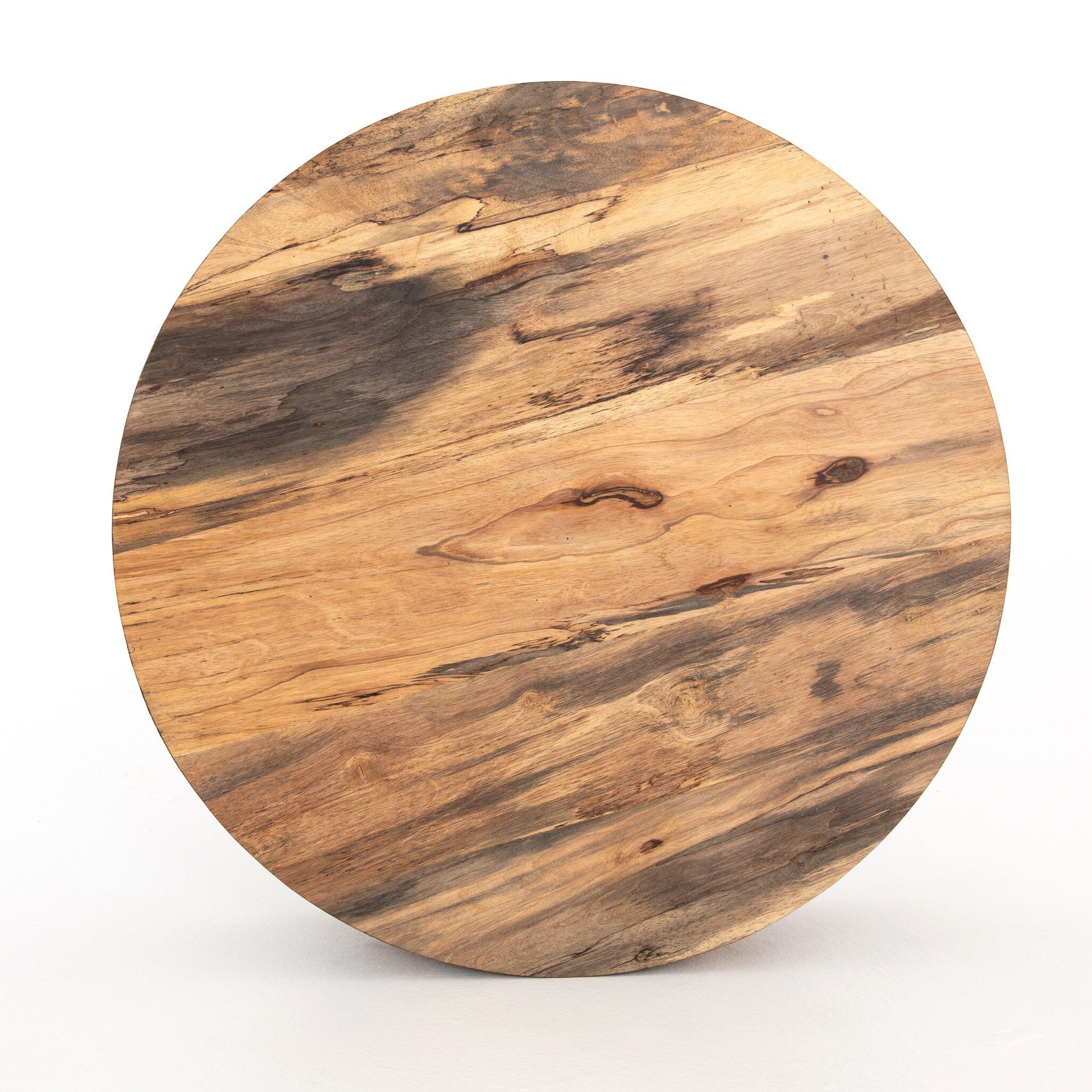 Four Hands Hudson Round Coffee Table — Spalted Primavera-Black Pine