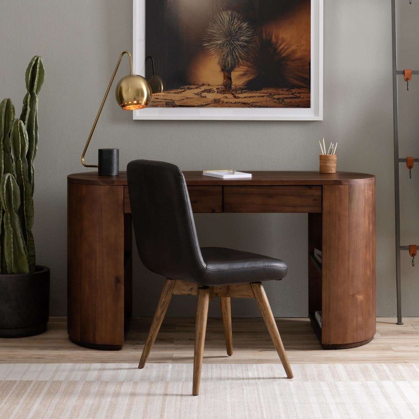 Four Hands Pilar Desk — Caramel Brown Veneer-Caramel Brown
