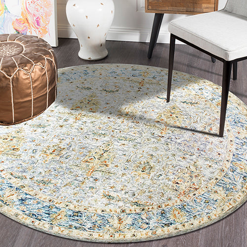 LR Home Vintage Rug — Ivory Blue