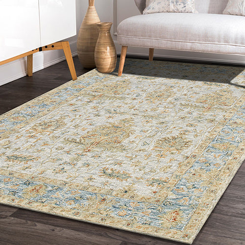 LR Home Vintage Rug — Ivory Blue