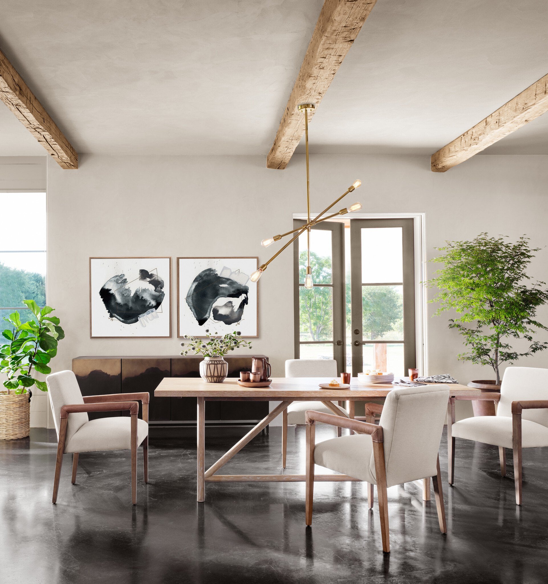 Four Hands Mika Dining Table — Whitewashed Oak Veneer-Whitewashed Oak