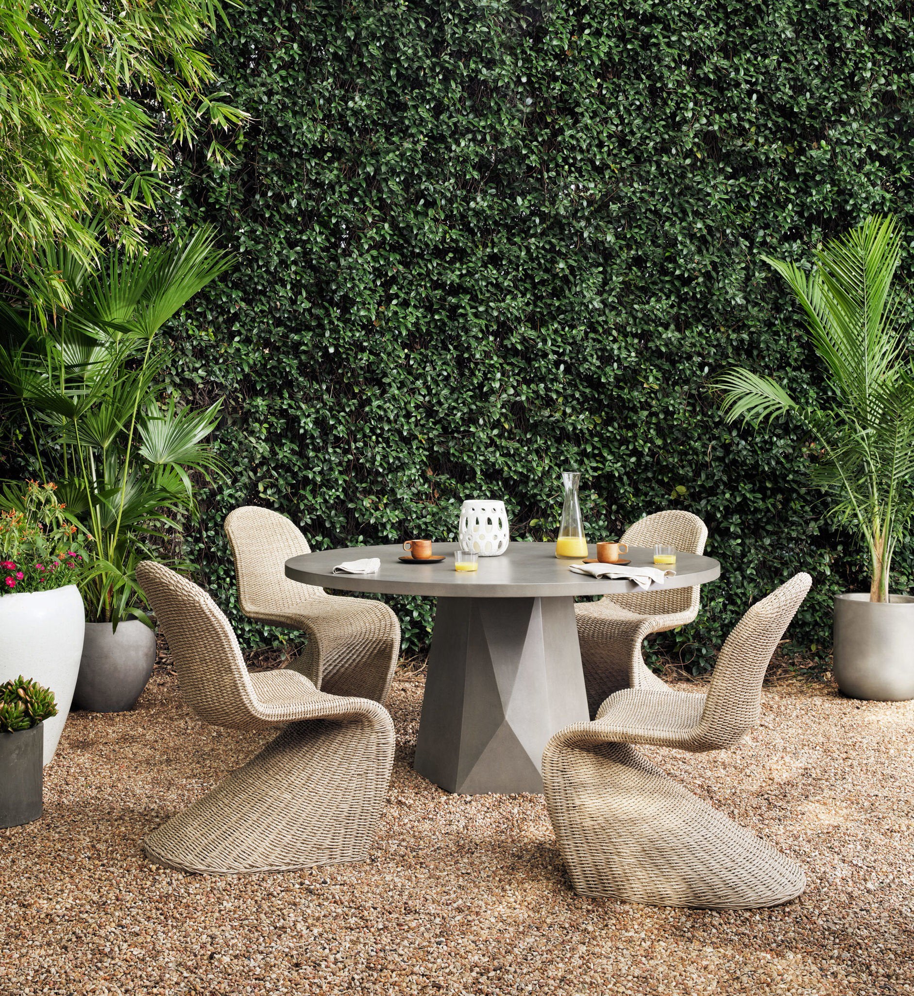 Four Hands Ivan Round Planter — Grey Concrete