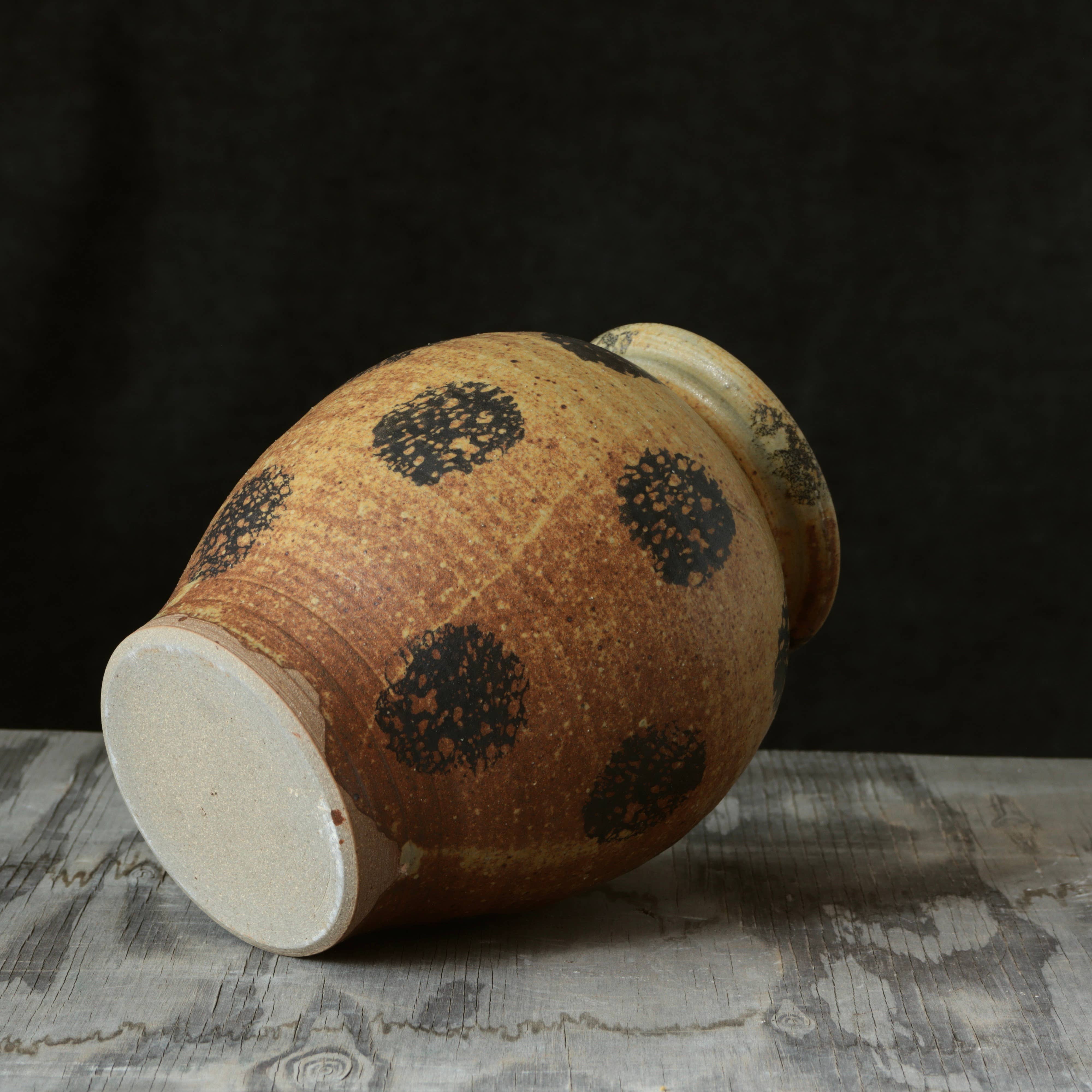 Matt Fishman Pottery Yellow and Black 7-8" Vase