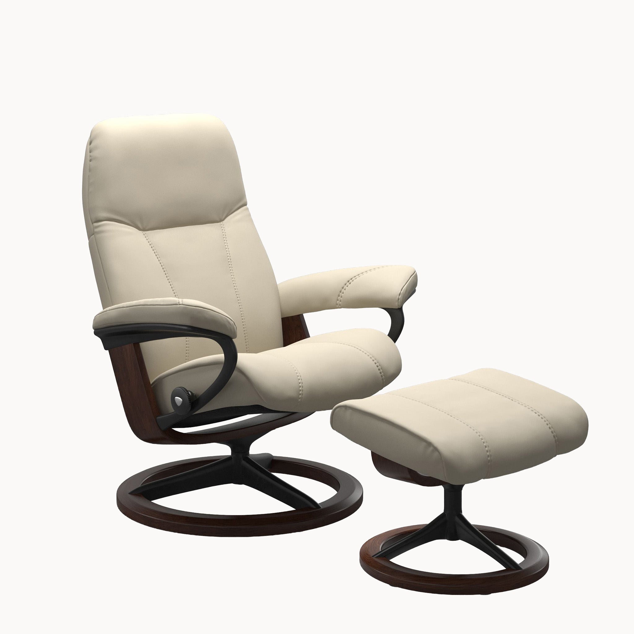 Stressless Consul Classic Base Chair & Ottoman - Batick Cream
