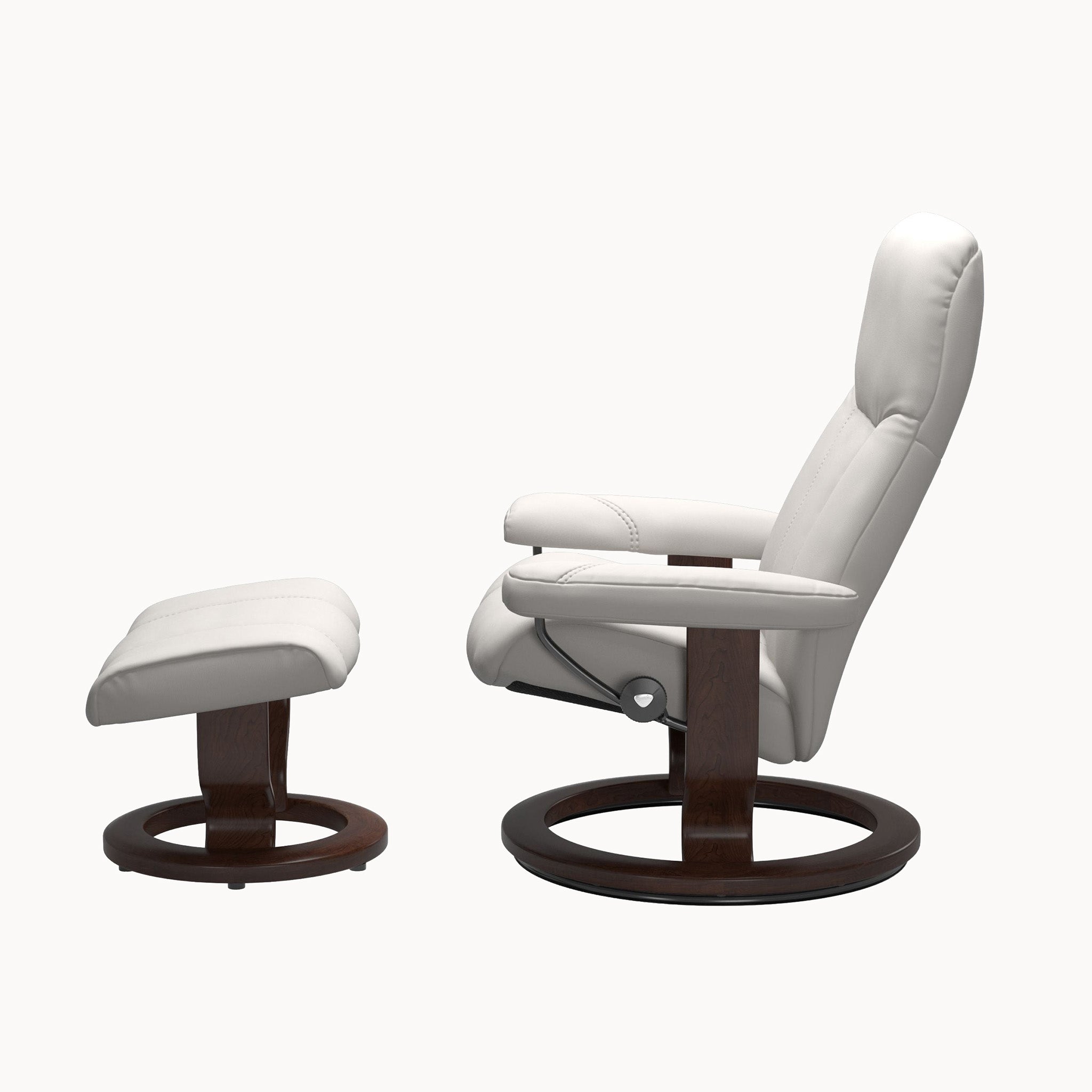Stressless Consul Classic Base Chair & Ottoman - Batick Milky White