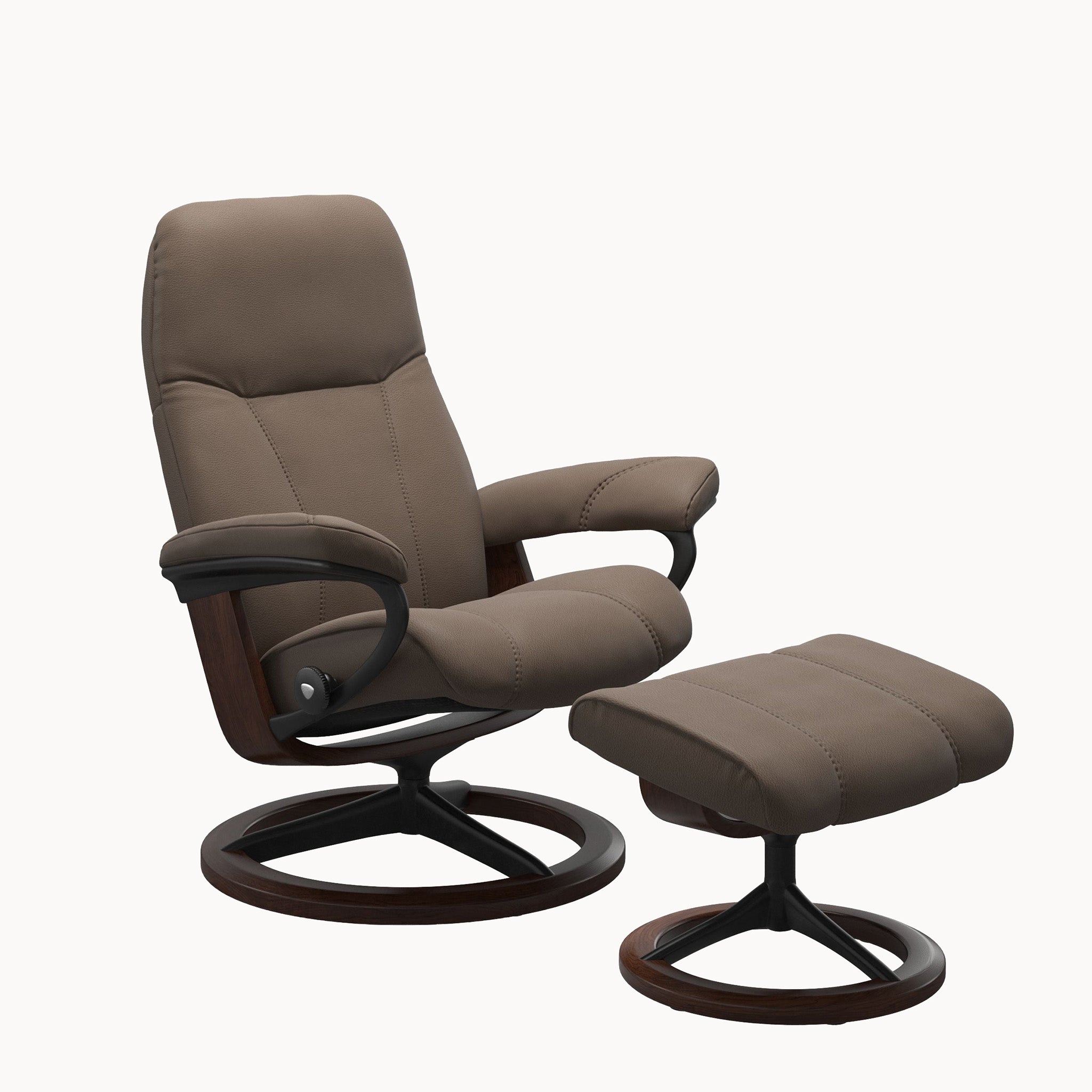Stressless Consul Classic Base Chair & Ottoman - Batick Mole