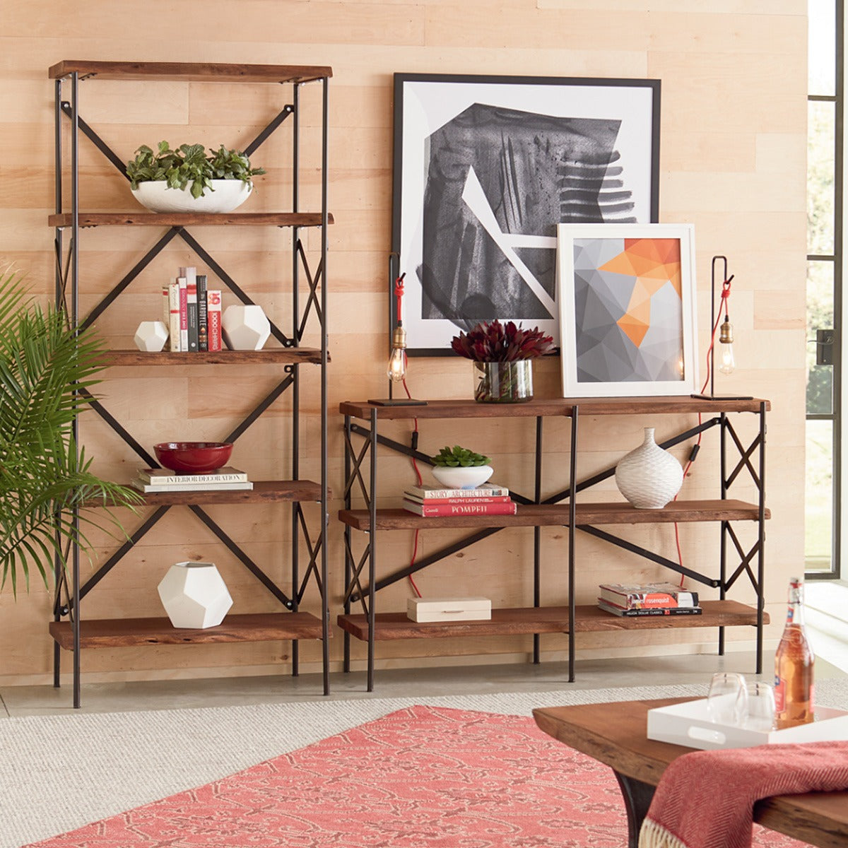 Home Trends & Design Organic Forge 34" Tall Bookshelf — Raw Walnut