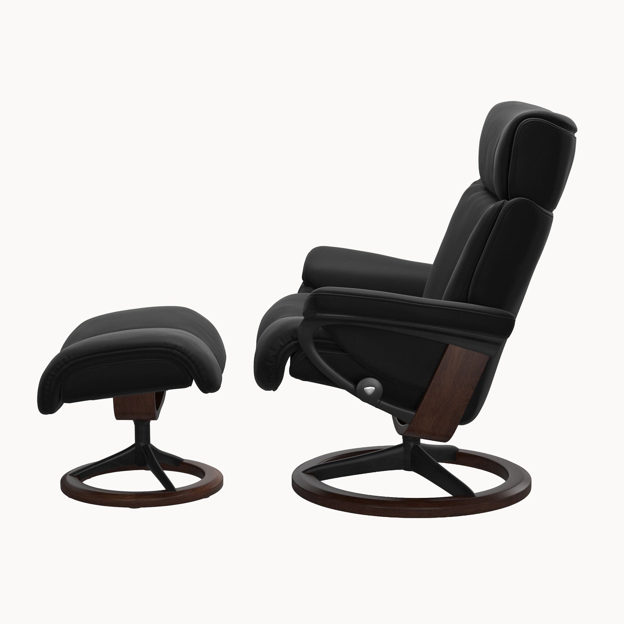 Stressless Magic Signature Base Chair & Ottoman - Paloma Black