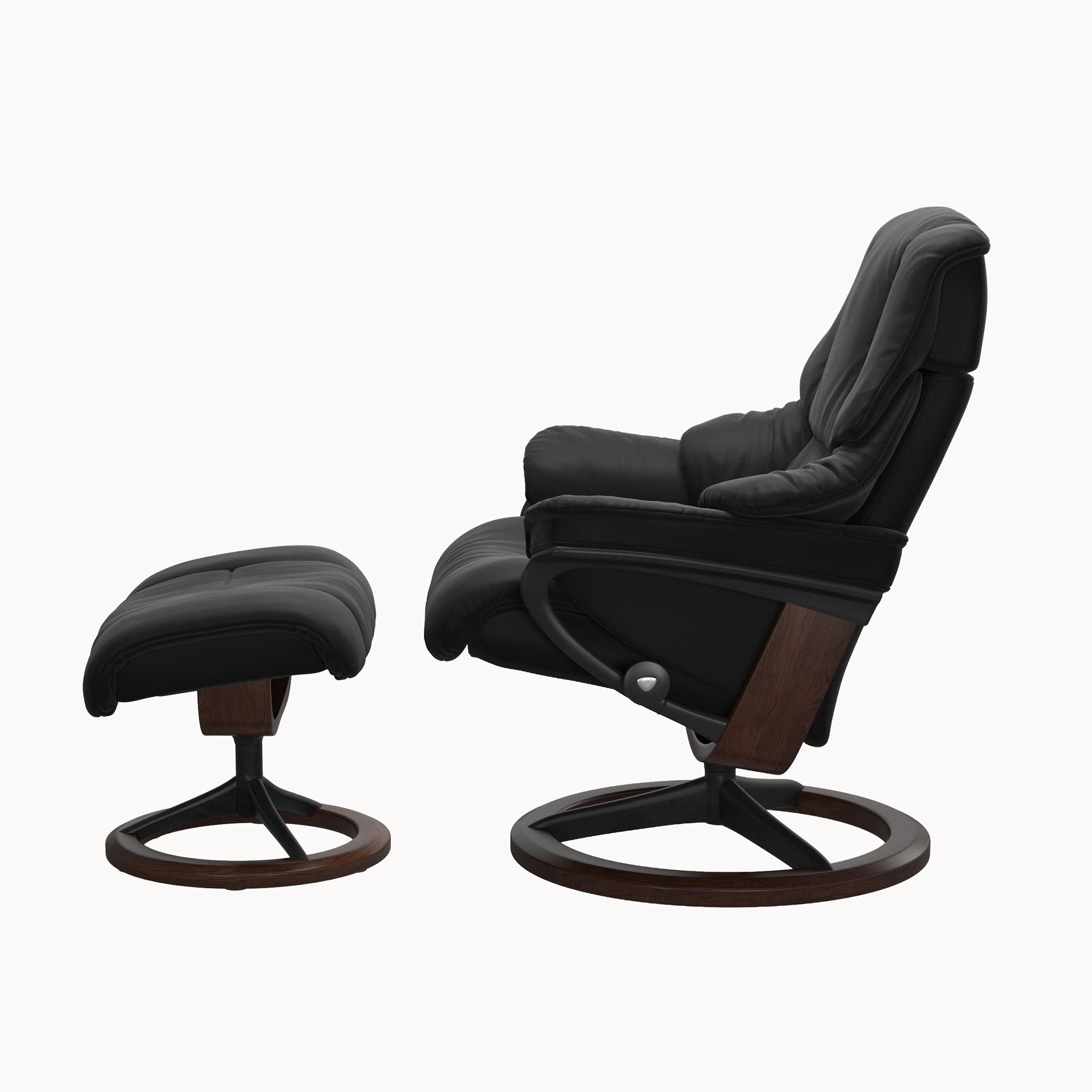 Stressless Reno Classic Base Chair & Ottoman - Paloma Black