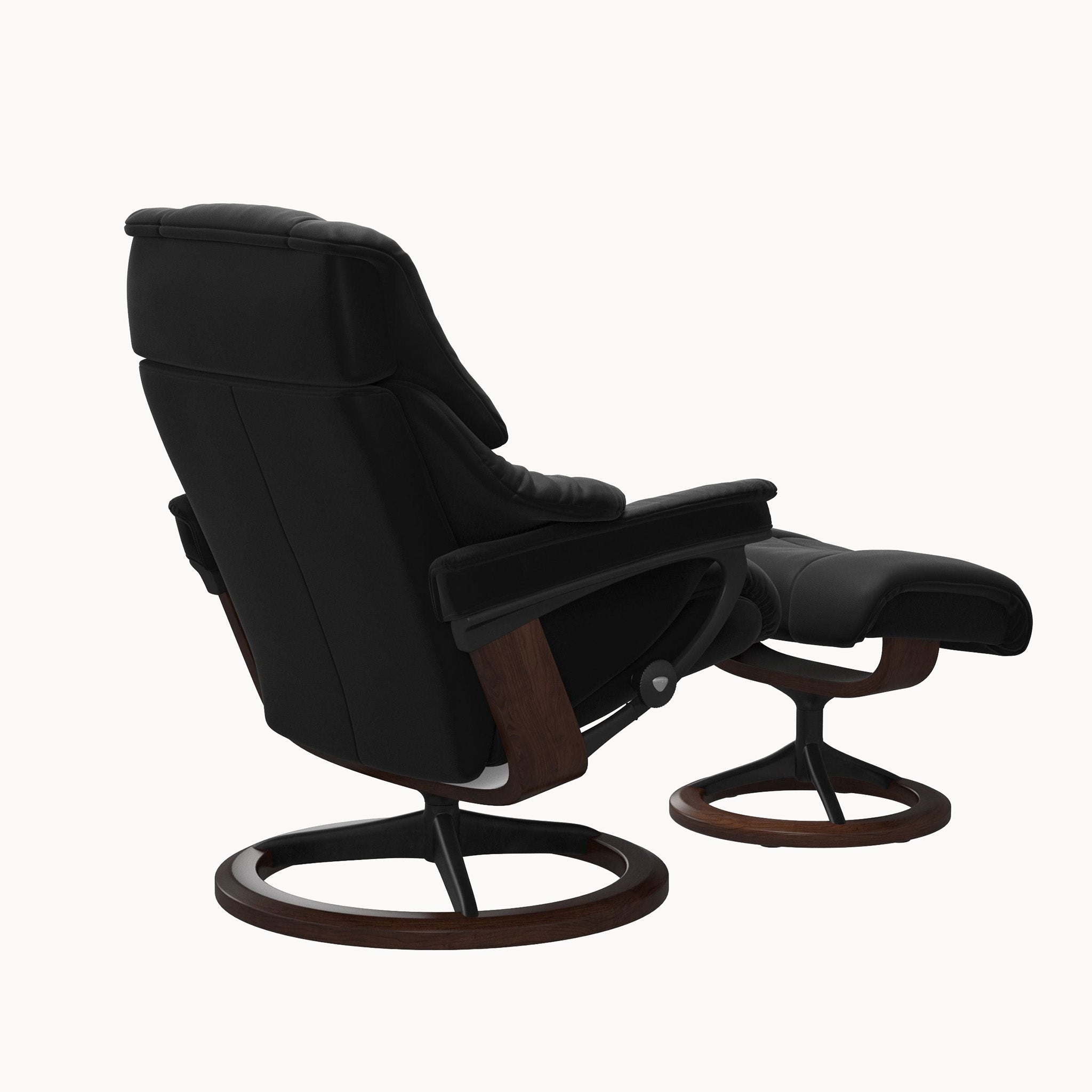 Stressless Reno Signature Base Chair & Ottoman - Paloma Black