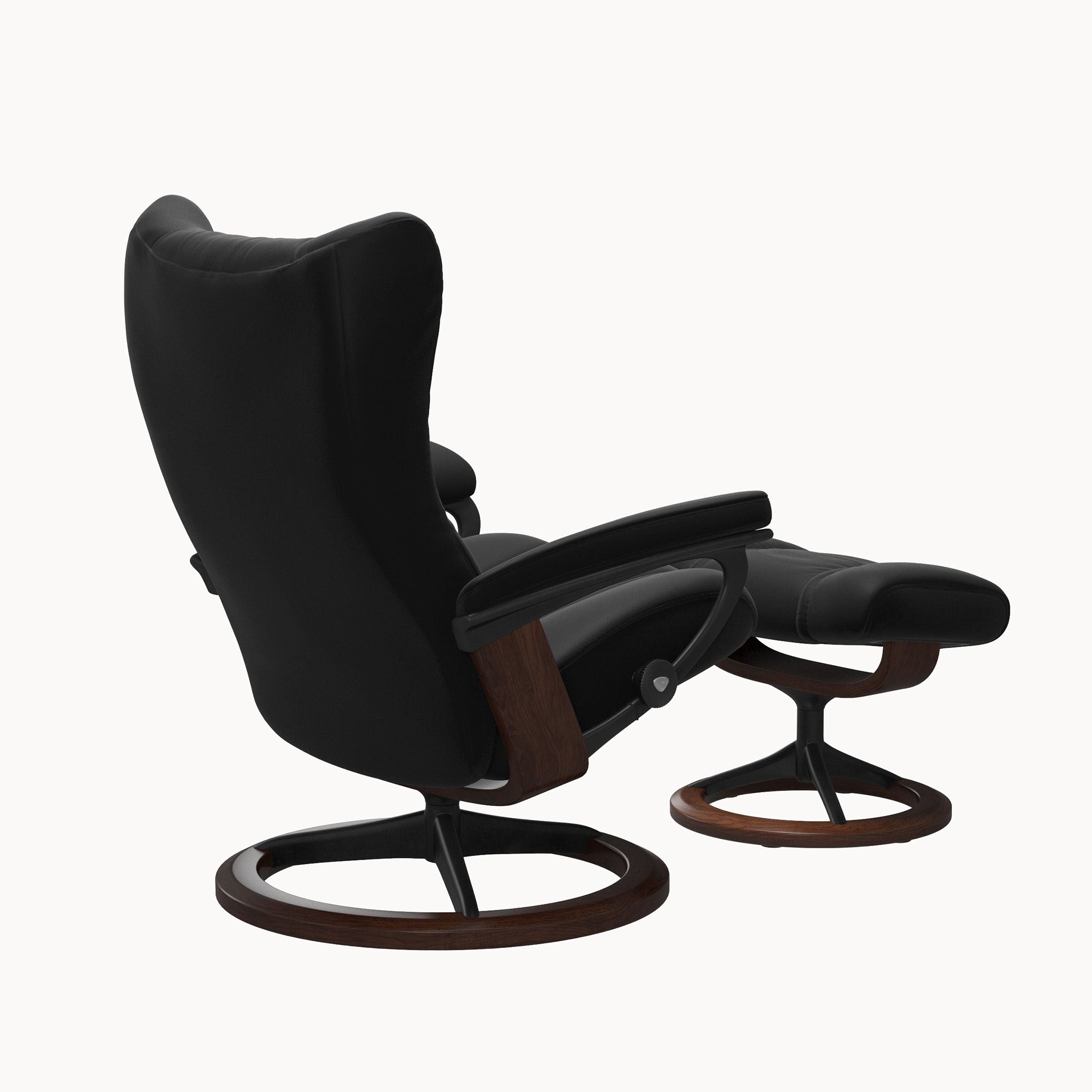 Stressless Wing Signature Base Chair & Ottoman - Paloma Black